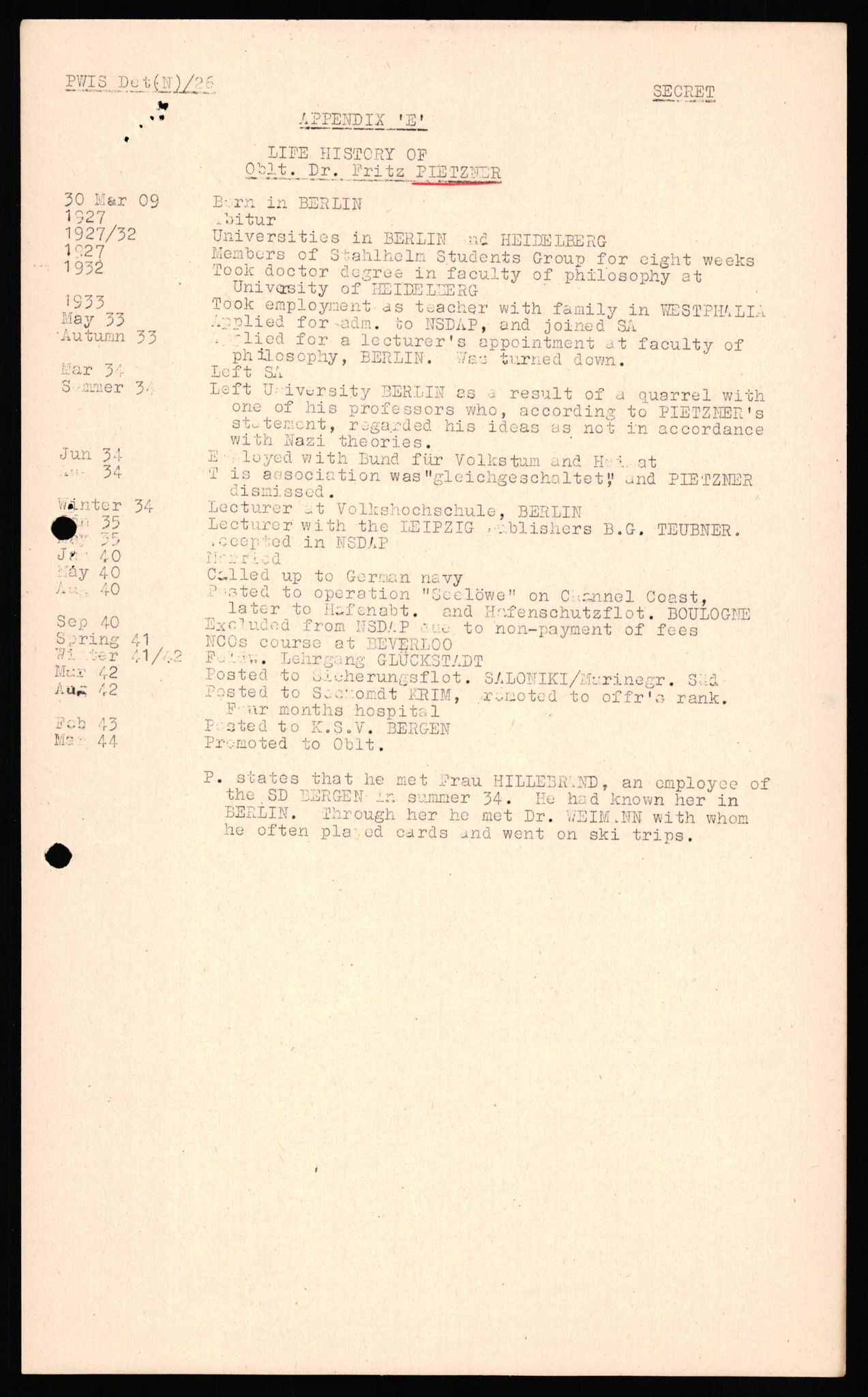 Forsvaret, Forsvarets overkommando II, AV/RA-RAFA-3915/D/Db/L0035: CI Questionaires. Tyske okkupasjonsstyrker i Norge. Tyskere., 1945-1946, p. 164