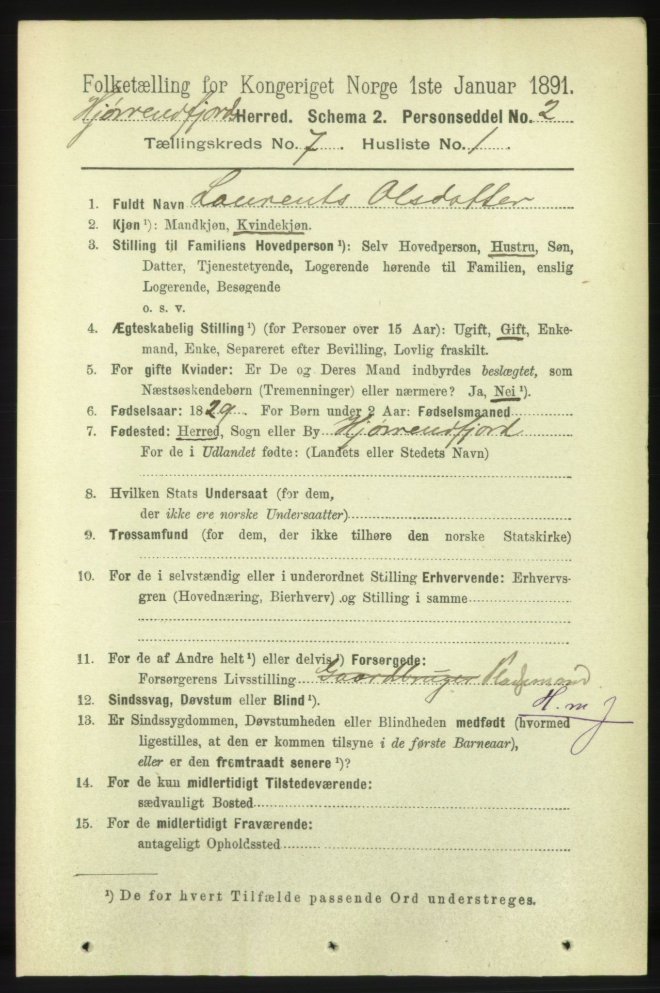 RA, 1891 census for 1522 Hjørundfjord, 1891, p. 1511