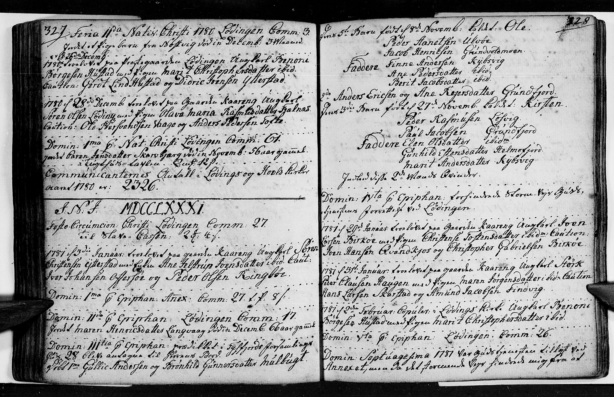 Ministerialprotokoller, klokkerbøker og fødselsregistre - Nordland, SAT/A-1459/872/L1029: Parish register (official) no. 872A04, 1765-1787, p. 327-328