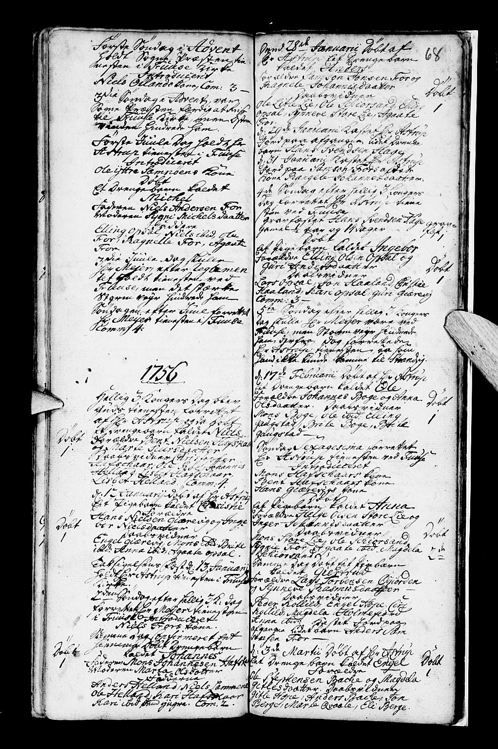 Os sokneprestembete, SAB/A-99929: Parish register (official) no. A 7, 1723-1760, p. 68