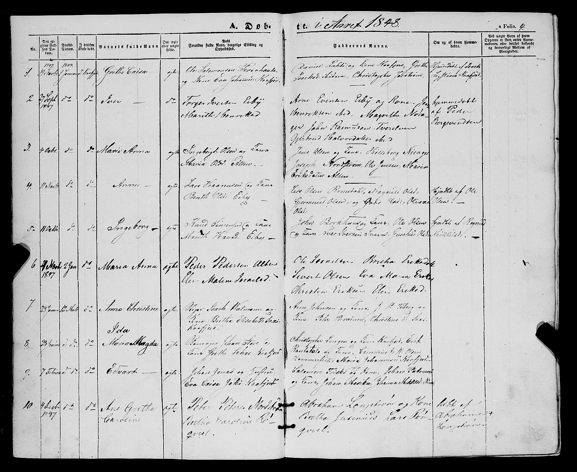 Talvik sokneprestkontor, SATØ/S-1337/H/Ha/L0016kirke: Parish register (official) no. 16, 1847-1857, p. 4