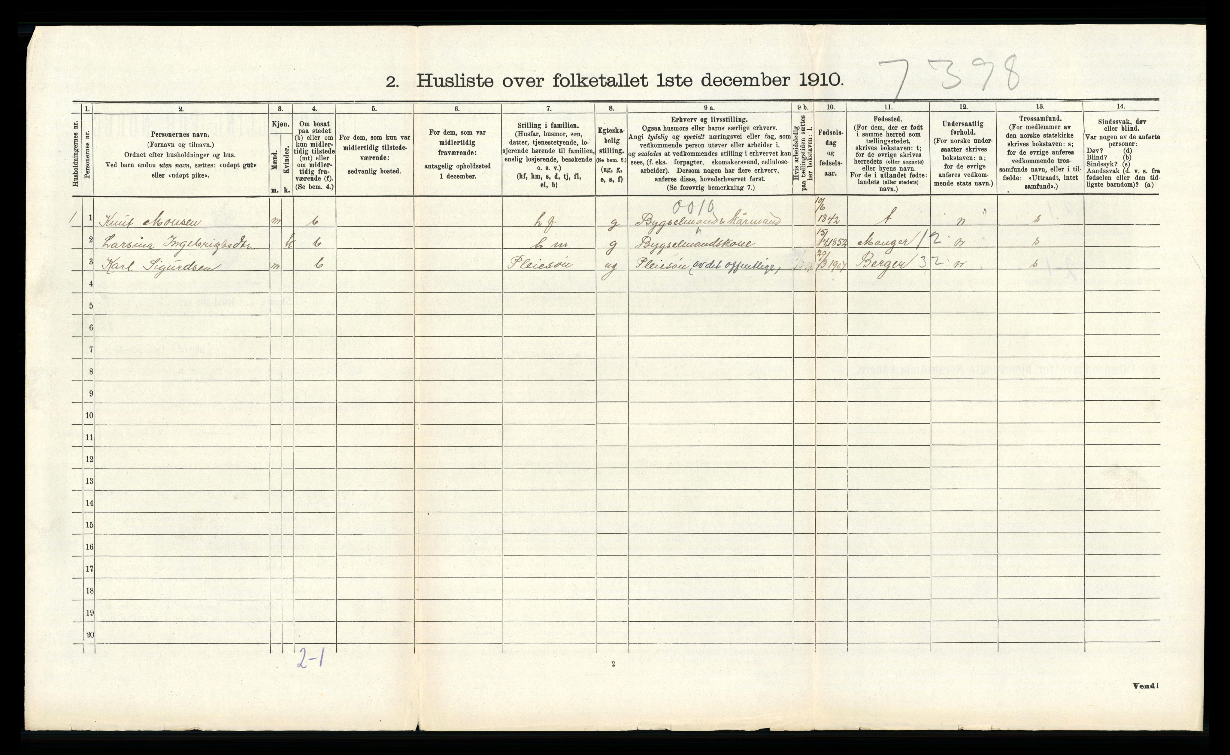 RA, 1910 census for Austrheim, 1910, p. 273