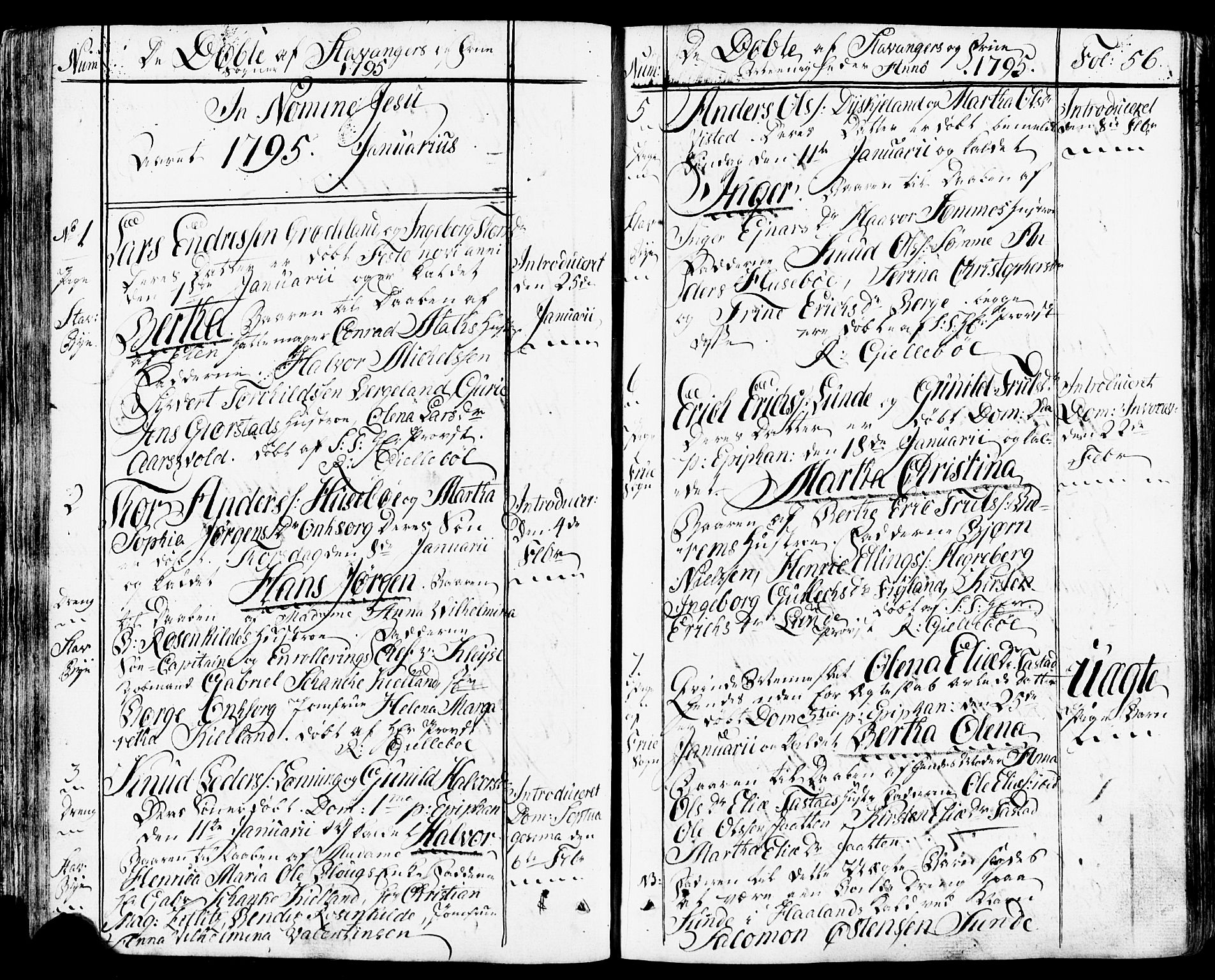 Domkirken sokneprestkontor, SAST/A-101812/001/30/30BB/L0007: Parish register (copy) no. B 7, 1791-1813, p. 56