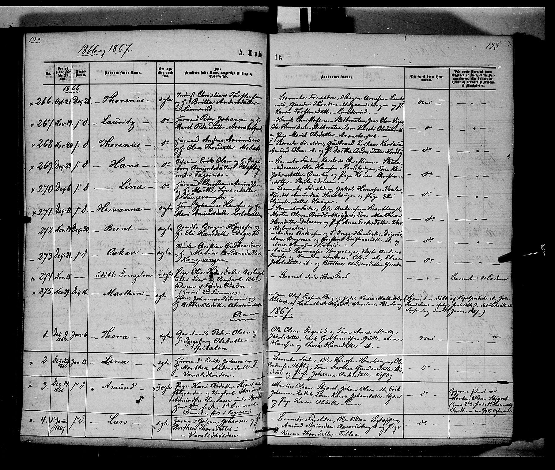 Vinger prestekontor, AV/SAH-PREST-024/H/Ha/Haa/L0011: Parish register (official) no. 11, 1862-1870, p. 123