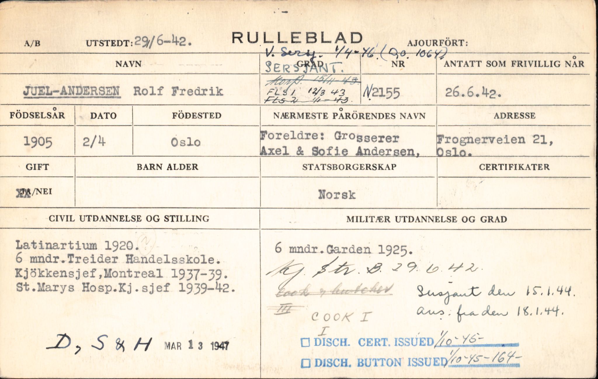 Forsvaret, Forsvarets overkommando/Luftforsvarsstaben, AV/RA-RAFA-4079/P/Pa/L0013: Personellmapper, 1905, p. 284