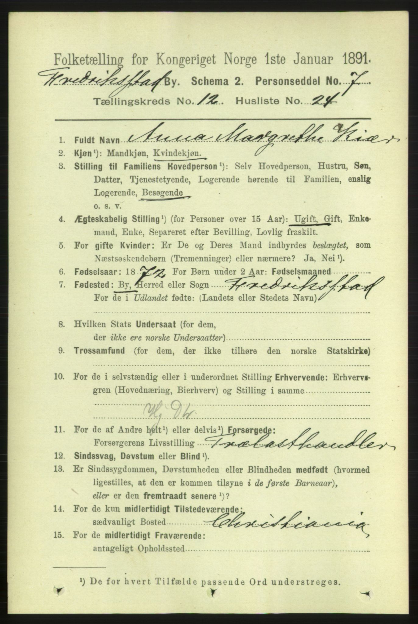 RA, 1891 census for 0103 Fredrikstad, 1891, p. 13949