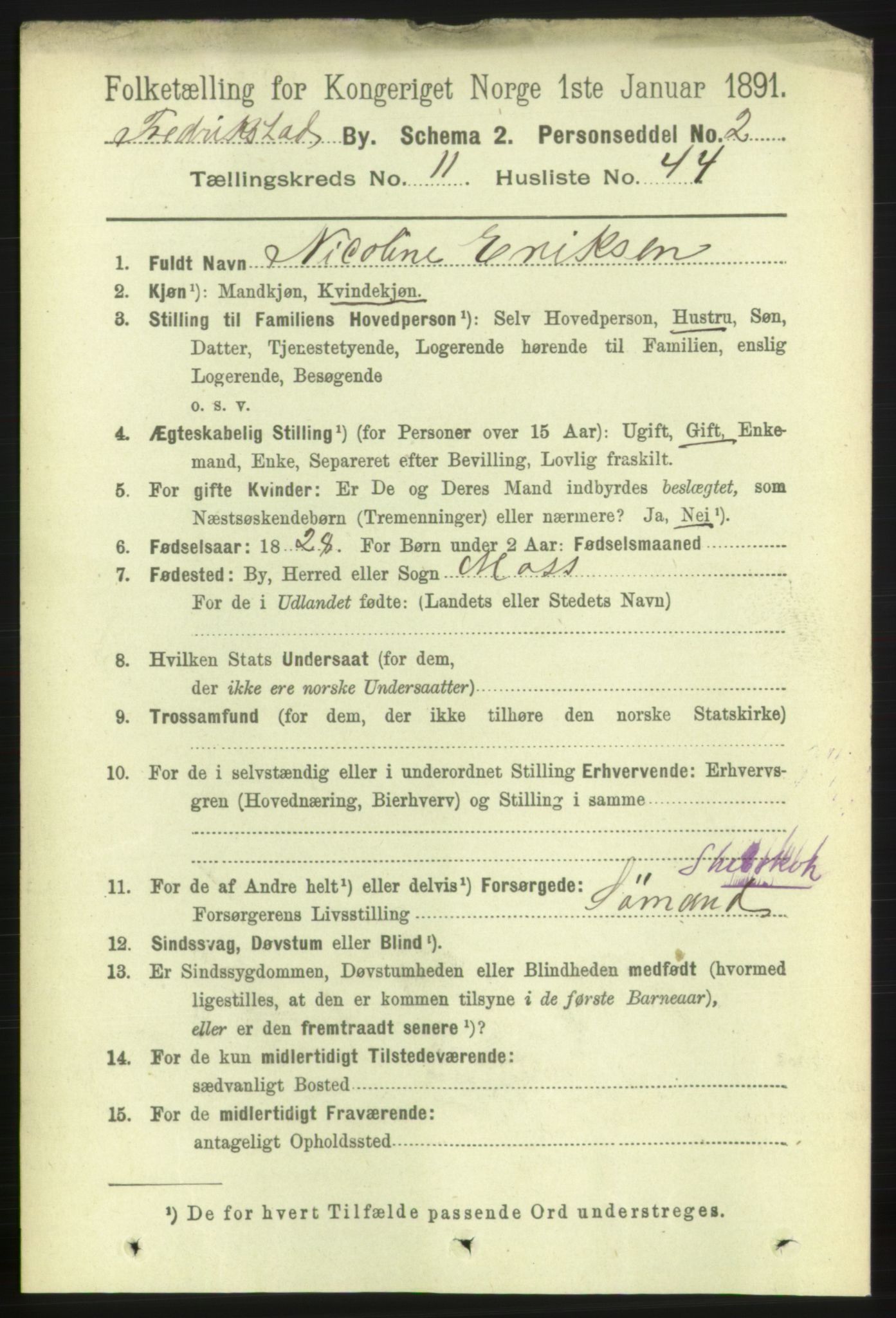 RA, 1891 census for 0103 Fredrikstad, 1891, p. 13089