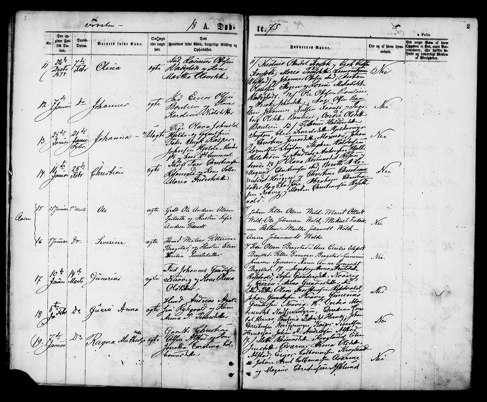 Ministerialprotokoller, klokkerbøker og fødselsregistre - Nord-Trøndelag, SAT/A-1458/713/L0118: Parish register (official) no. 713A08 /1, 1875-1877, p. 2