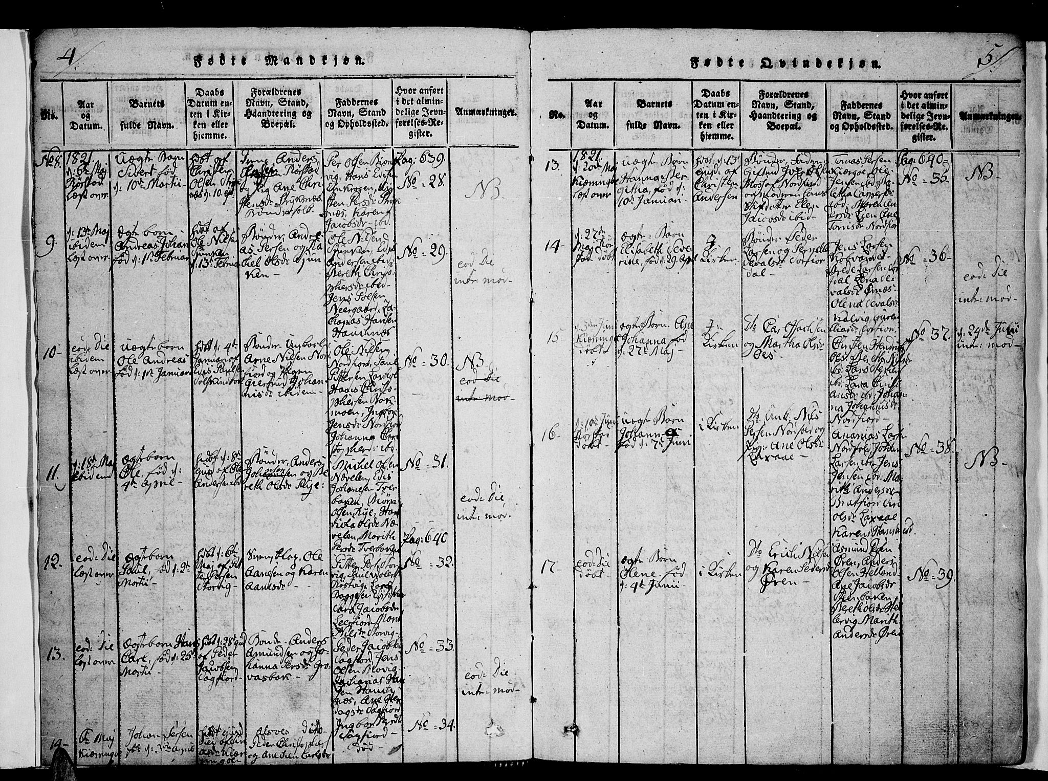 Ministerialprotokoller, klokkerbøker og fødselsregistre - Nordland, AV/SAT-A-1459/853/L0768: Parish register (official) no. 853A07, 1821-1836, p. 4-5