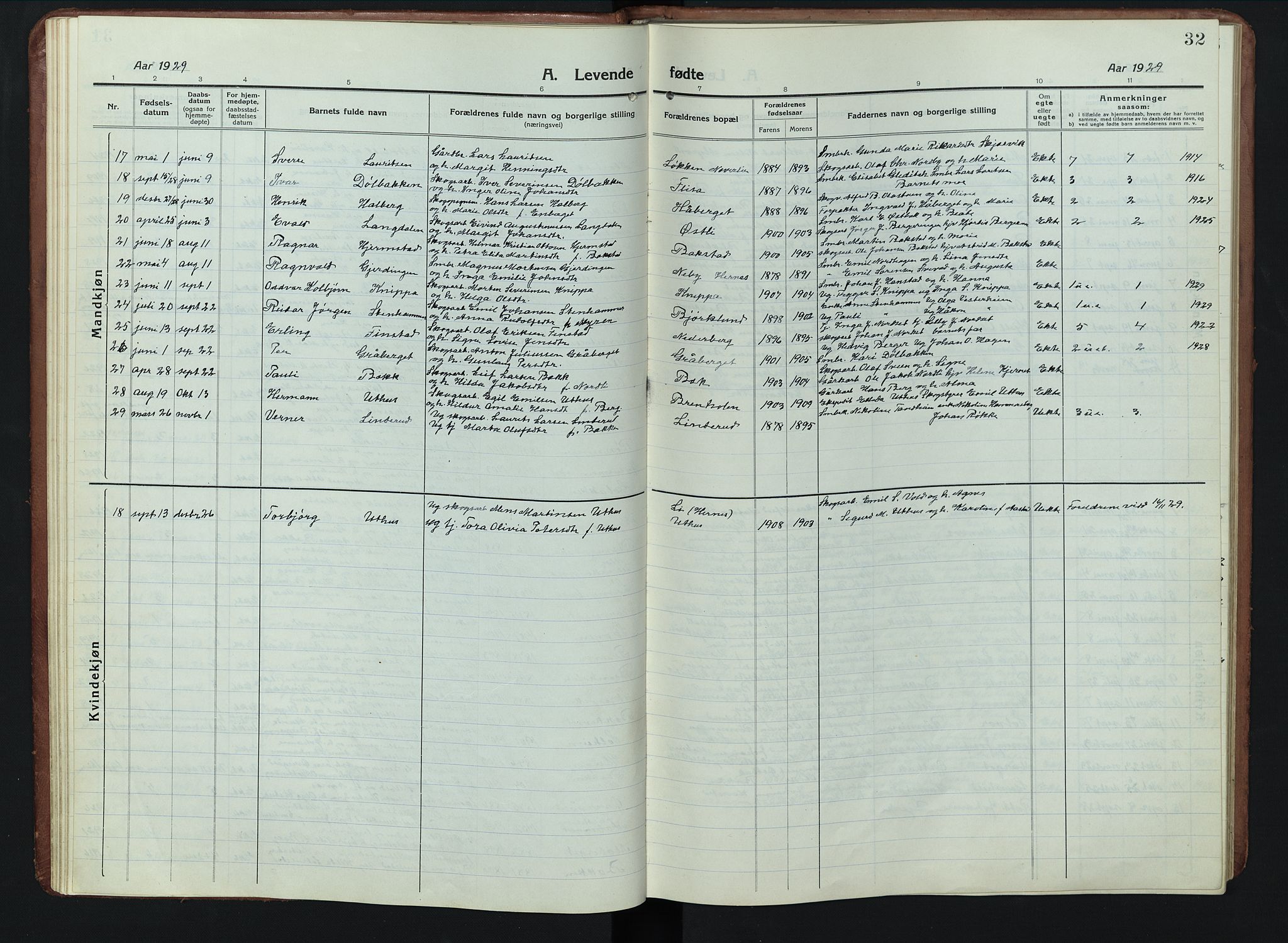 Elverum prestekontor, AV/SAH-PREST-044/H/Ha/Hab/L0011: Parish register (copy) no. 11, 1915-1947, p. 32