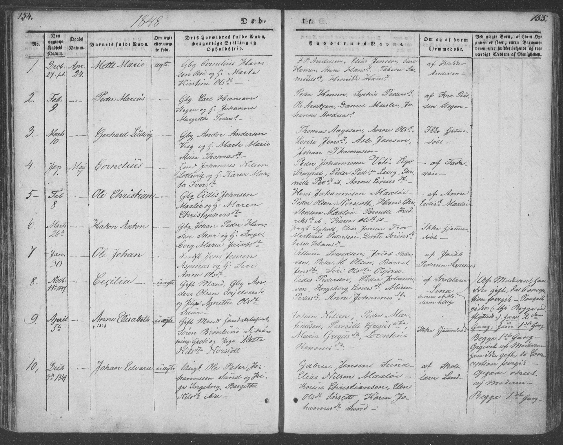 Ministerialprotokoller, klokkerbøker og fødselsregistre - Nordland, AV/SAT-A-1459/855/L0799: Parish register (official) no. 855A07, 1834-1852, p. 154-155