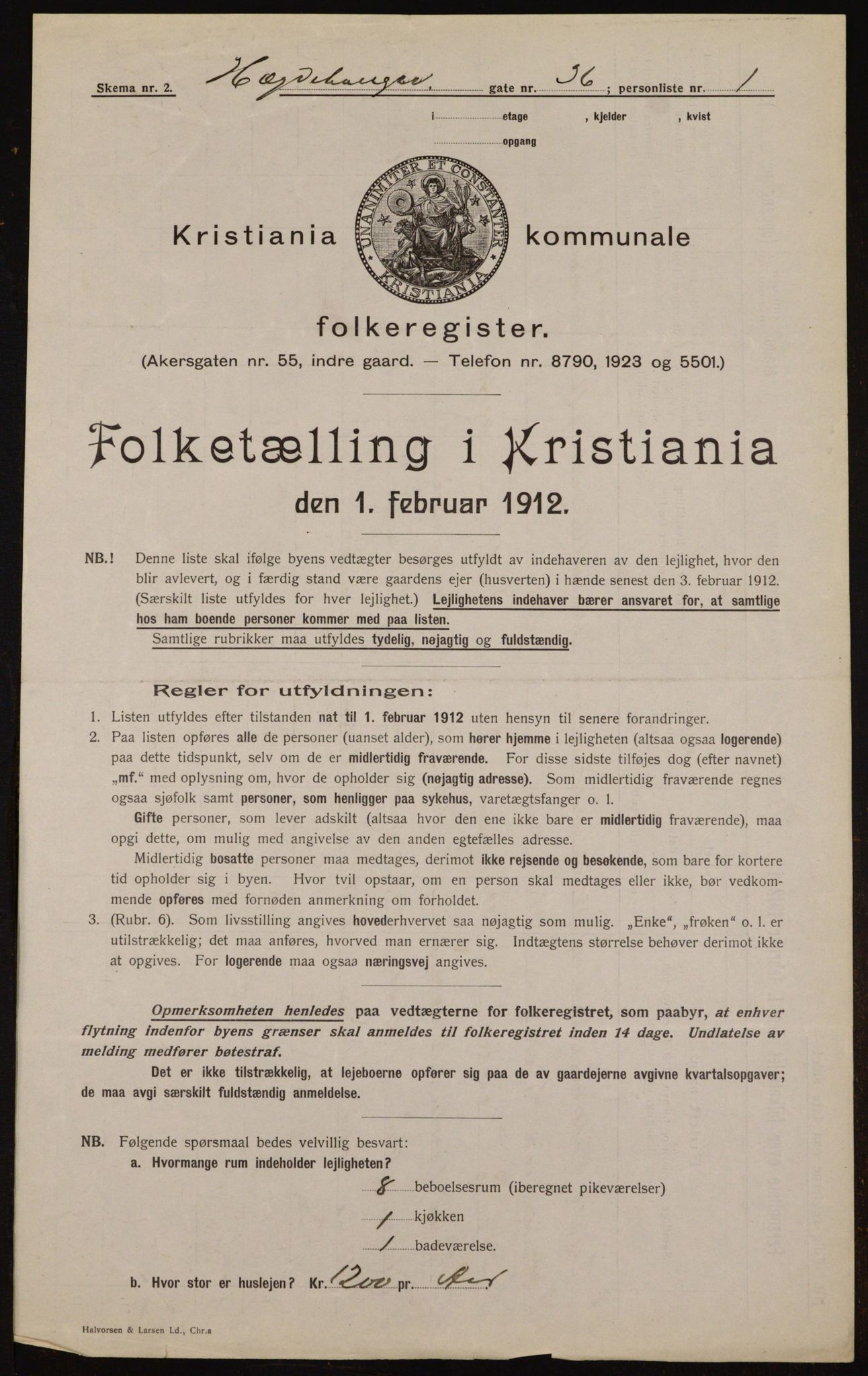 OBA, Municipal Census 1912 for Kristiania, 1912, p. 36944