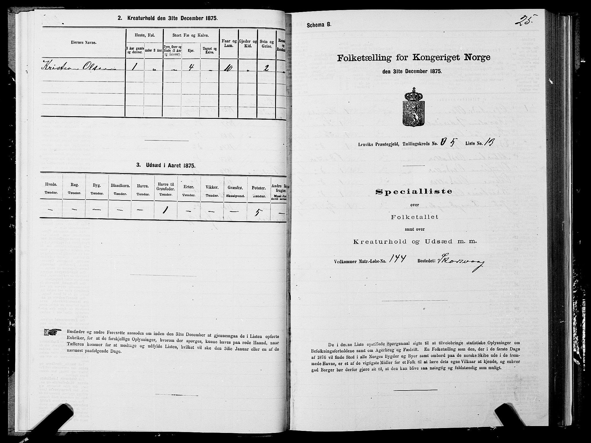 SATØ, 1875 census for 1931P Lenvik, 1875, p. 3025