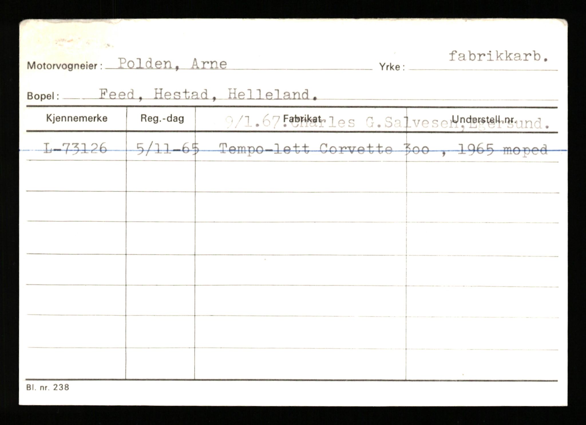 Stavanger trafikkstasjon, SAST/A-101942/0/H/L0030: Polden - Retzius, 1930-1971, p. 1