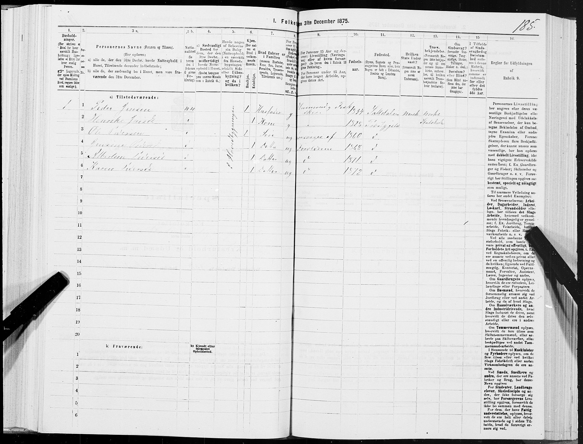 SAT, 1875 census for 1840P Saltdal, 1875, p. 1185