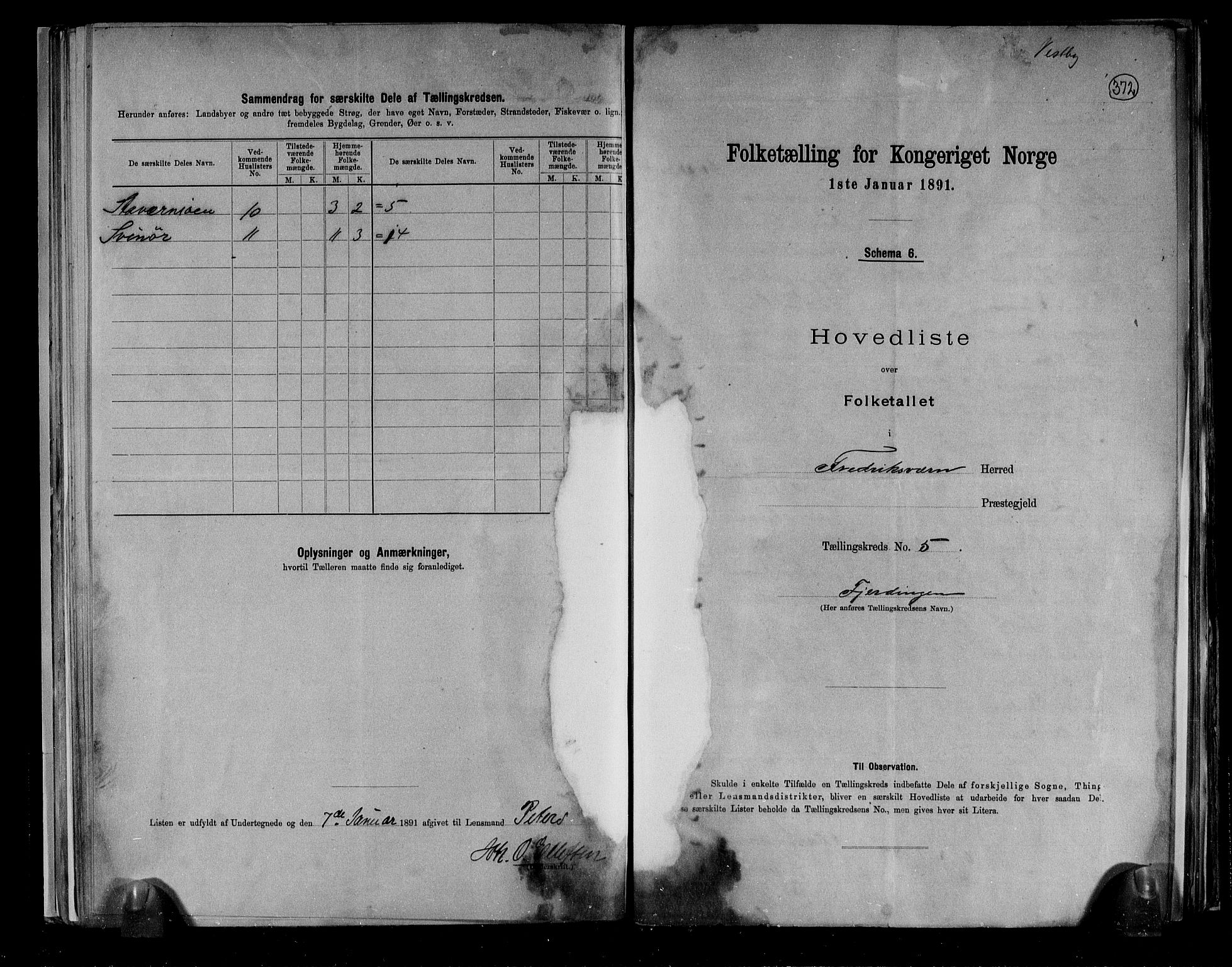 RA, 1891 census for 0798 Fredriksvern, 1891, p. 13