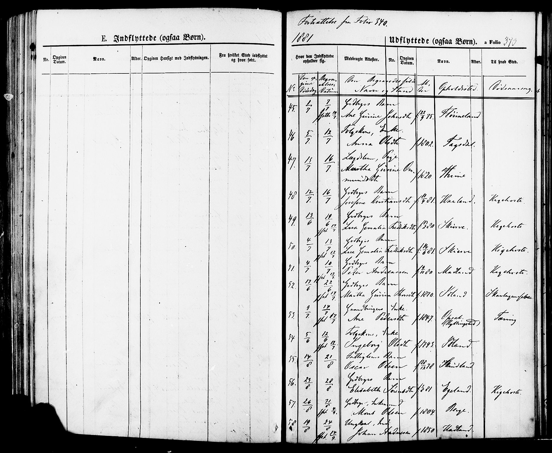 Lye sokneprestkontor, AV/SAST-A-101794/001/30BA/L0008: Parish register (official) no. A 7, 1872-1881, p. 373