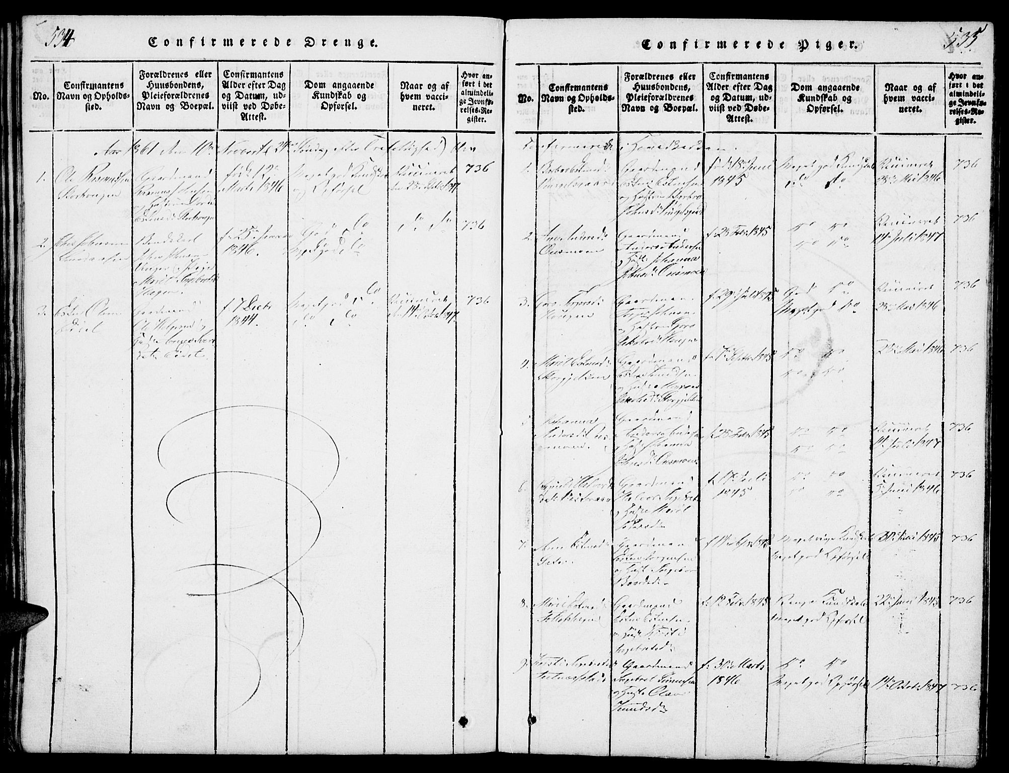 Tolga prestekontor, SAH/PREST-062/L/L0003: Parish register (copy) no. 3, 1815-1862, p. 534-535