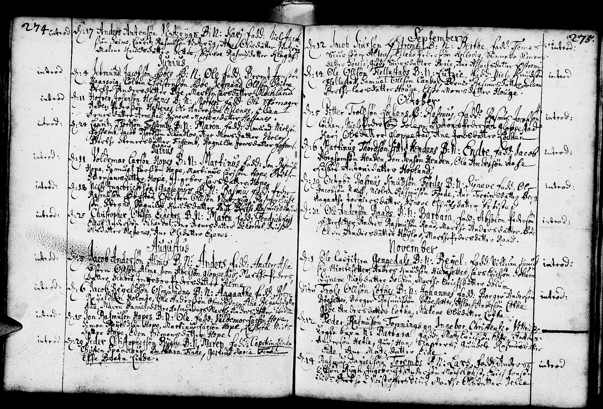 Gloppen sokneprestembete, AV/SAB-A-80101/H/Haa/Haaa/L0001: Parish register (official) no. A 1, 1686-1711, p. 274-275