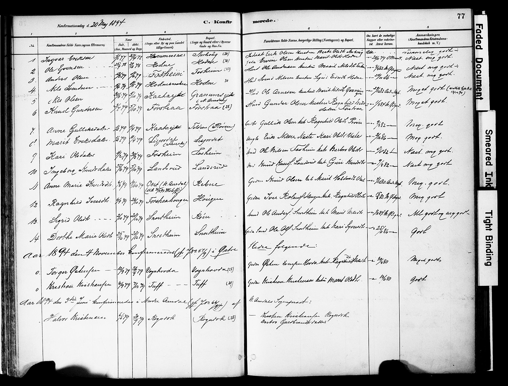 Vestre Slidre prestekontor, SAH/PREST-136/H/Ha/Haa/L0006: Parish register (official) no. 6, 1881-1912, p. 77