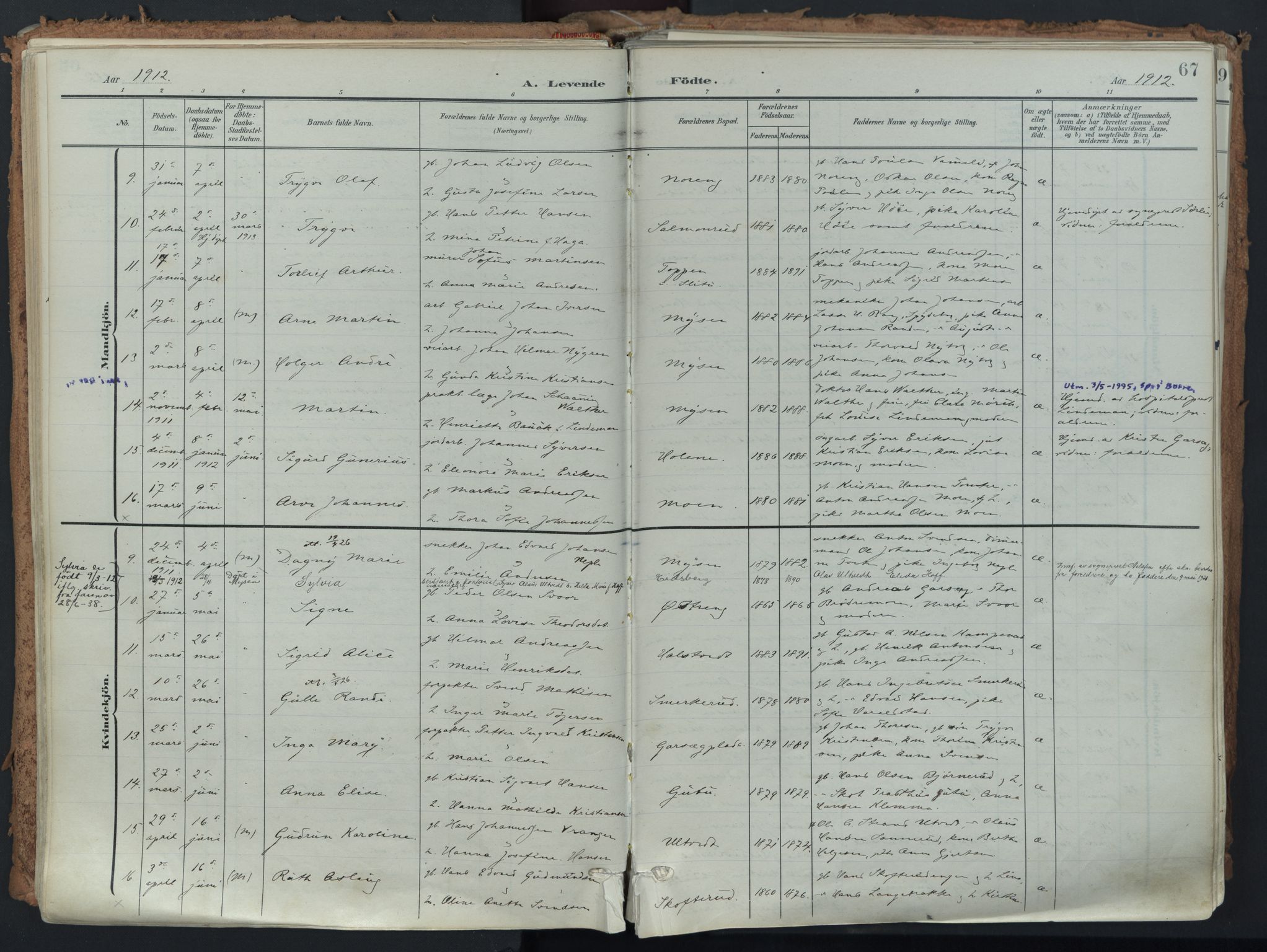 Eidsberg prestekontor Kirkebøker, AV/SAO-A-10905/F/Fa/L0014: Parish register (official) no. I 14, 1902-1919, p. 67