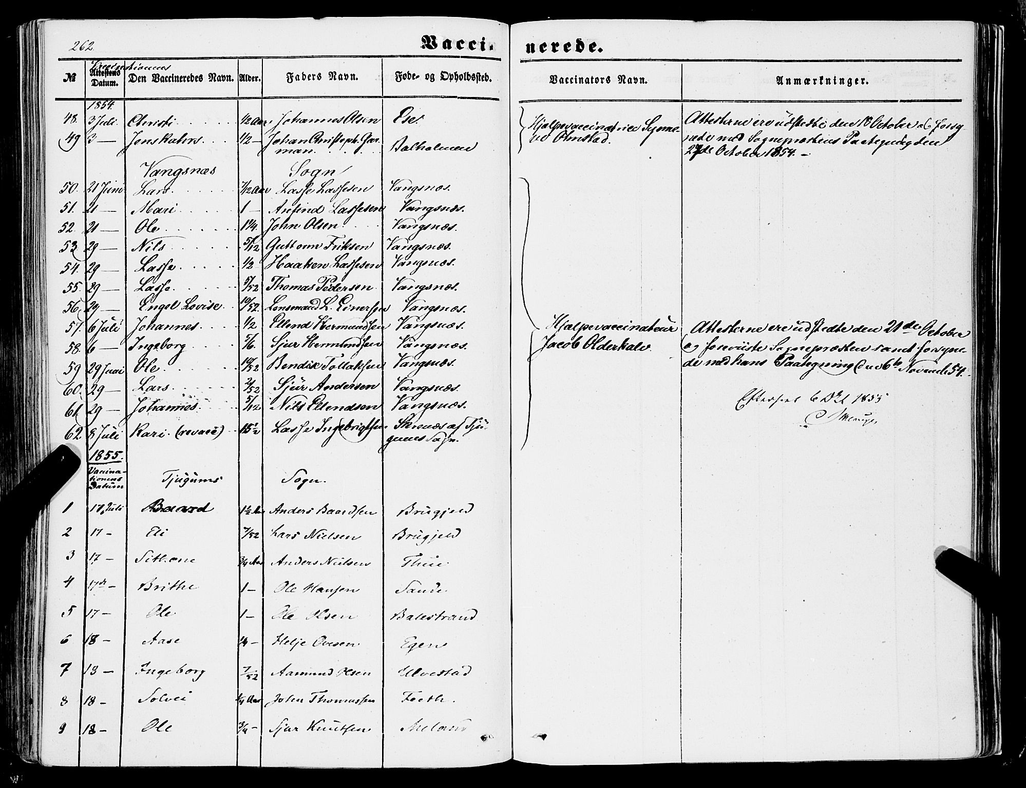 Balestrand sokneprestembete, AV/SAB-A-79601/H/Haa/Haaa/L0002: Parish register (official) no. A 2, 1847-1866, p. 262