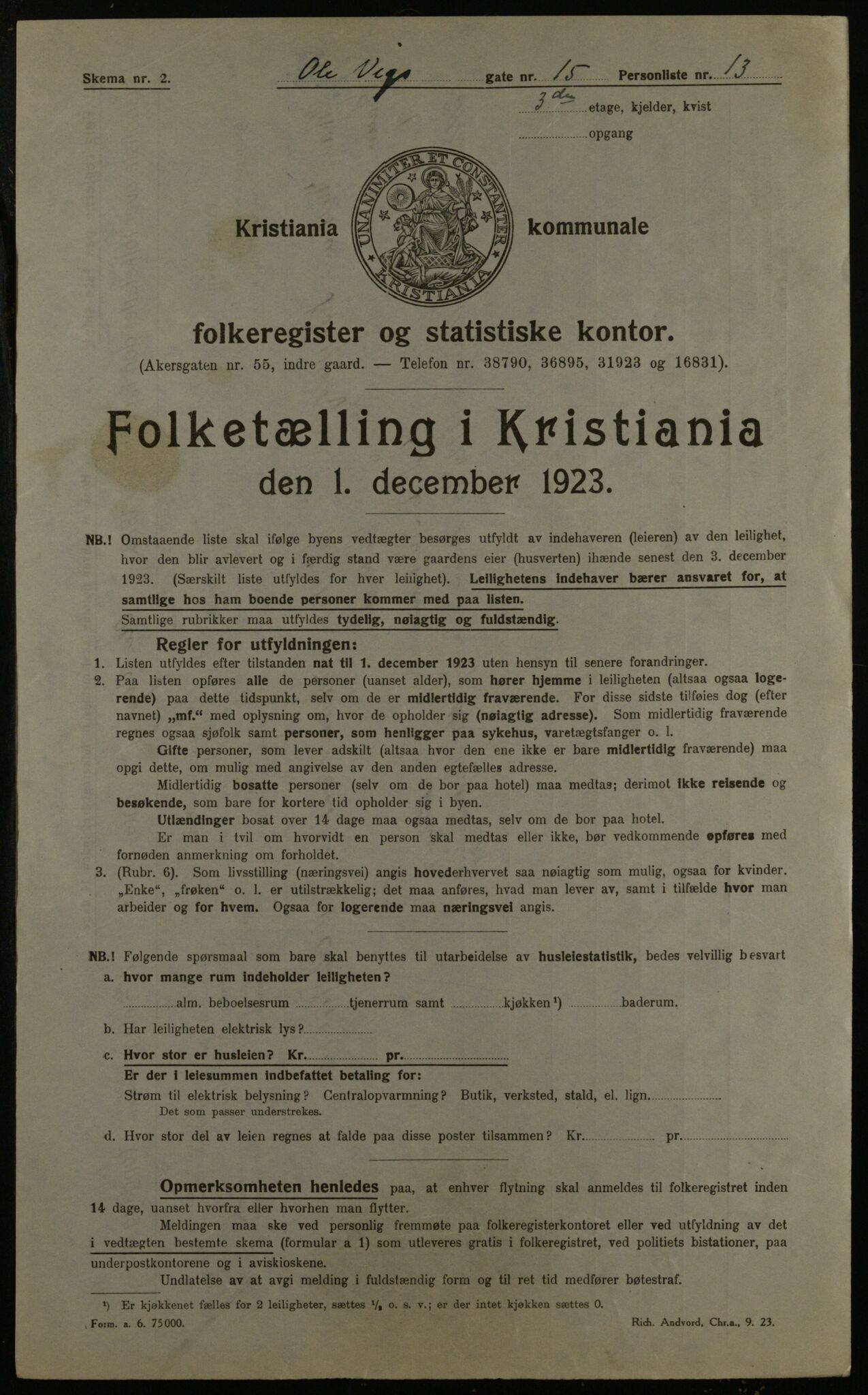 OBA, Municipal Census 1923 for Kristiania, 1923, p. 83096