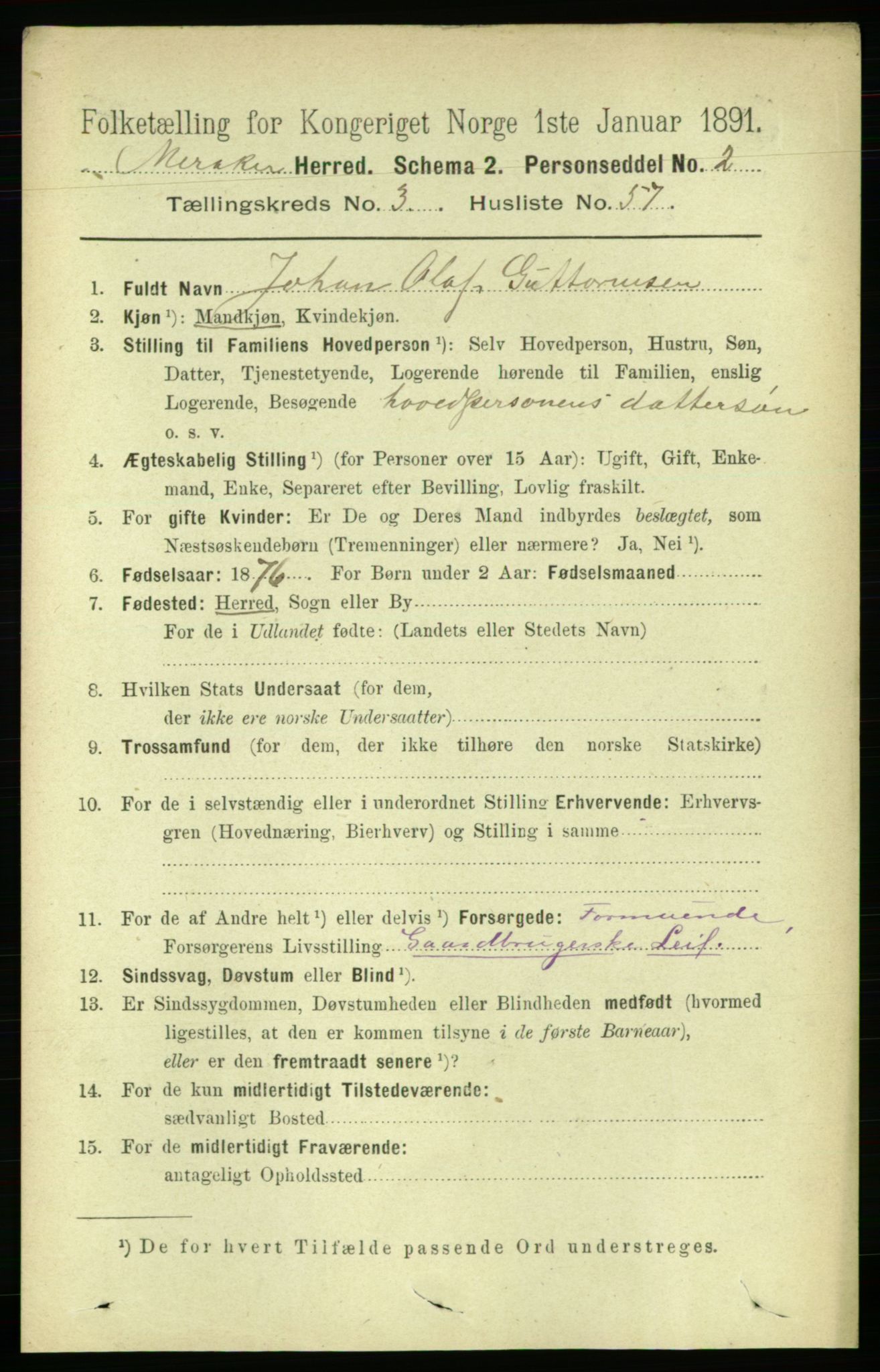 RA, 1891 census for 1711 Meråker, 1891, p. 1554