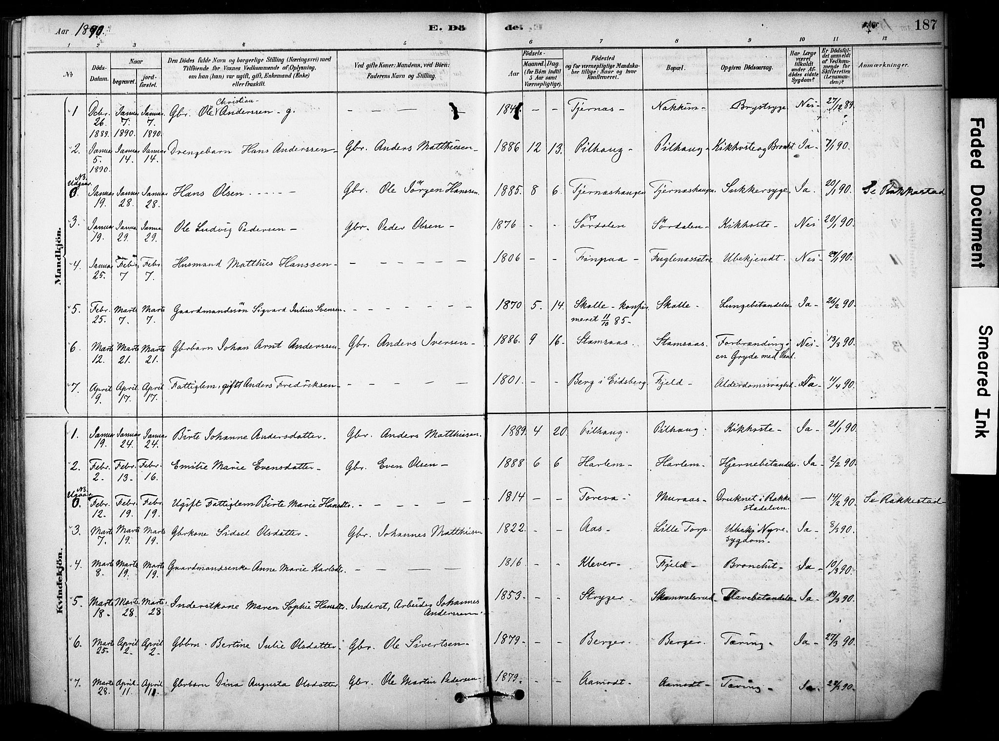 Rakkestad prestekontor Kirkebøker, AV/SAO-A-2008/F/Fb/L0001: Parish register (official) no. II 1, 1878-1899, p. 187