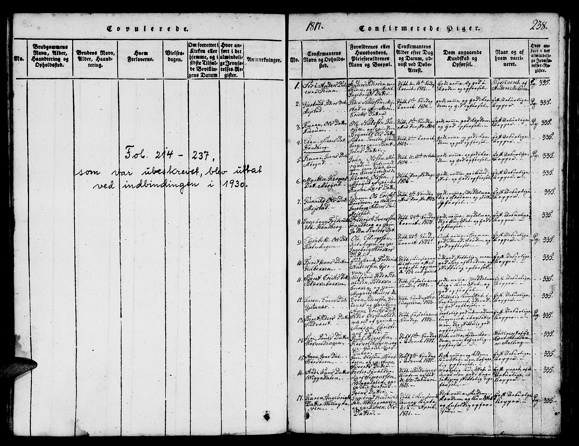 Ministerialprotokoller, klokkerbøker og fødselsregistre - Sør-Trøndelag, SAT/A-1456/665/L0776: Parish register (copy) no. 665C01, 1817-1837, p. 238