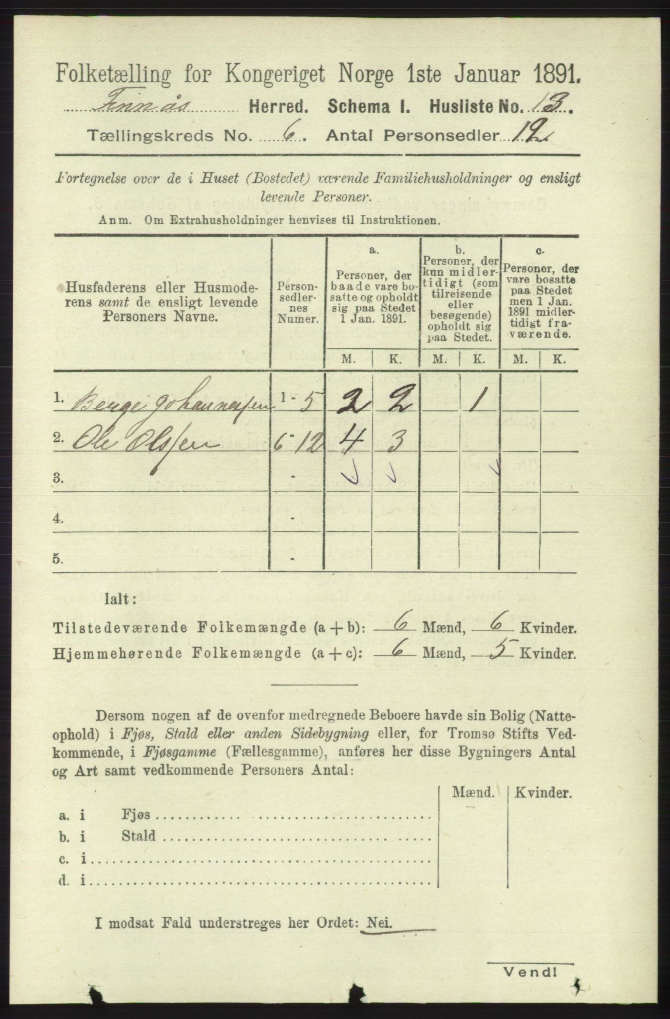 RA, 1891 census for 1218 Finnås, 1891, p. 2326