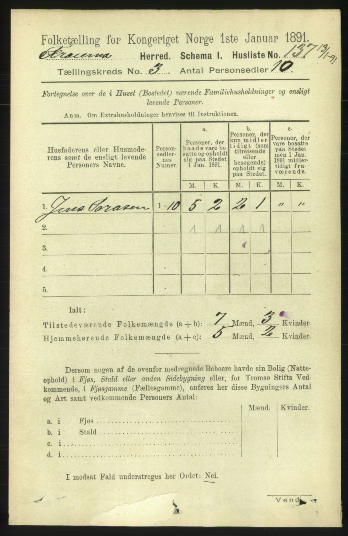 RA, 1891 census for 1619 Frøya, 1891, p. 1969