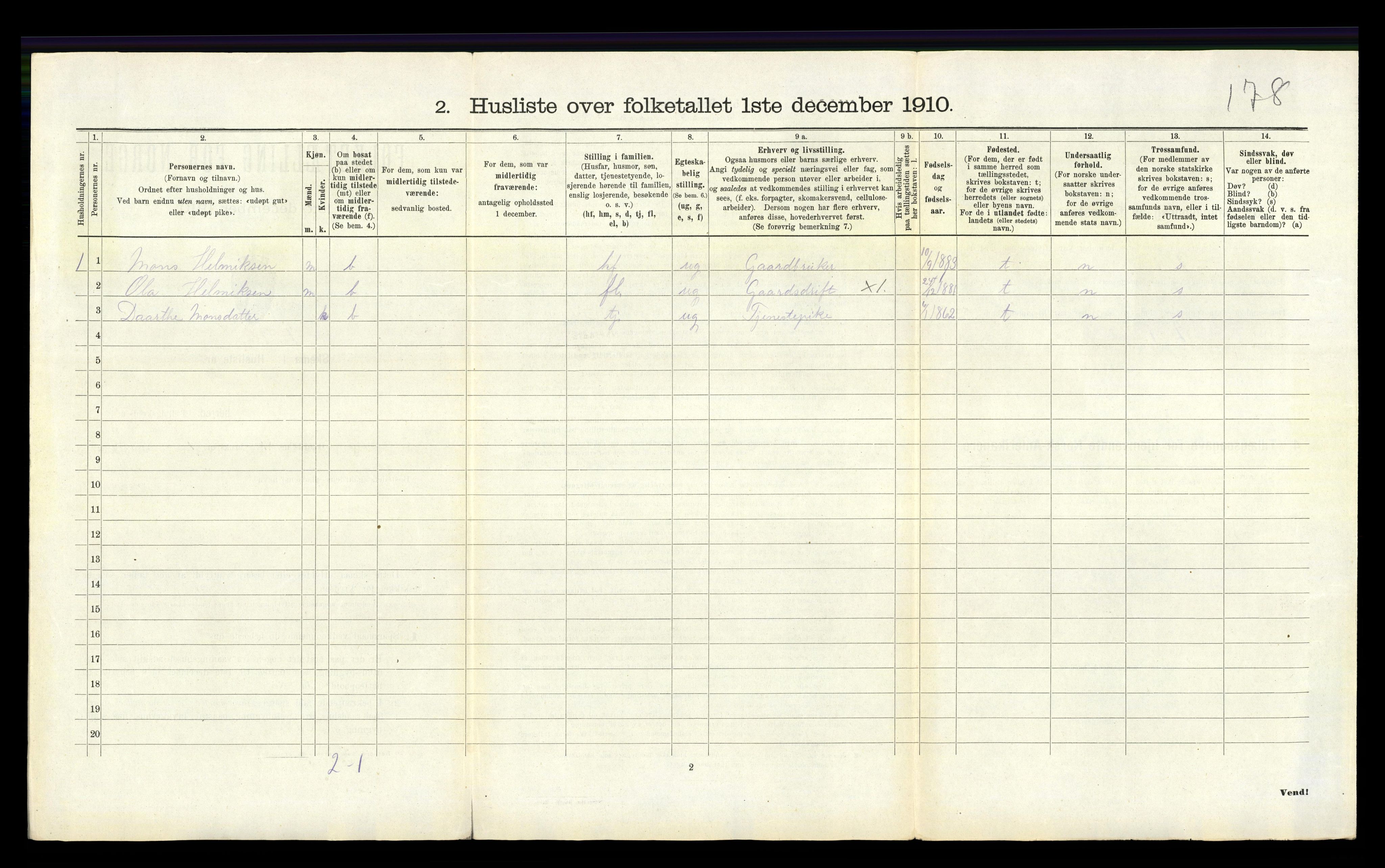 RA, 1910 census for Hetland, 1910, p. 2112