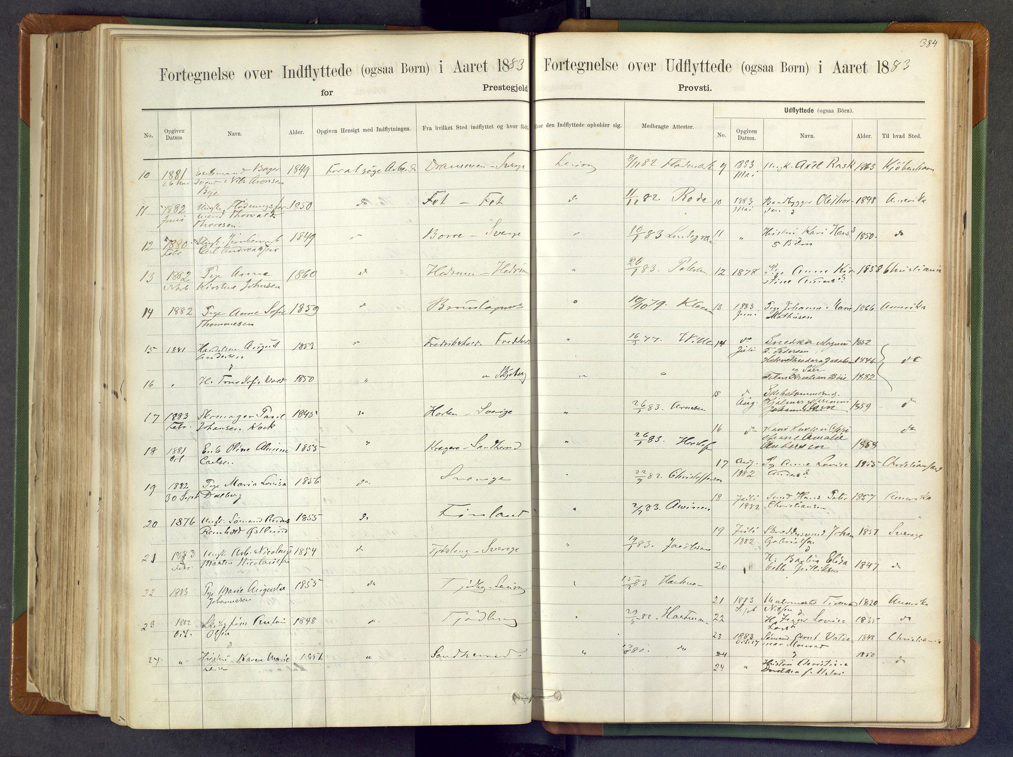 Larvik kirkebøker, AV/SAKO-A-352/F/Fa/L0007: Parish register (official) no. I 7, 1871-1883, p. 384