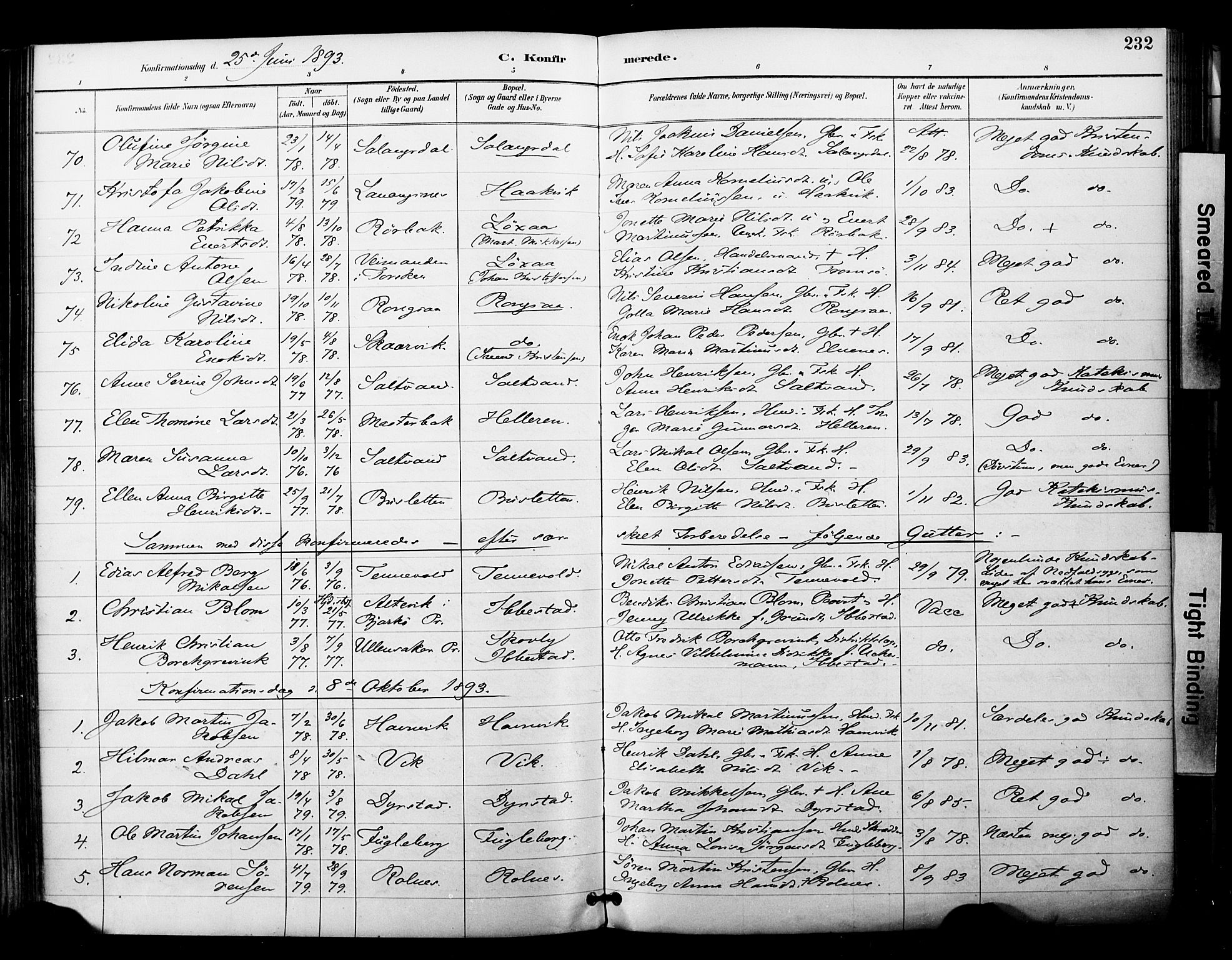 Ibestad sokneprestembete, SATØ/S-0077/H/Ha/Haa/L0012kirke: Parish register (official) no. 12, 1890-1900, p. 232
