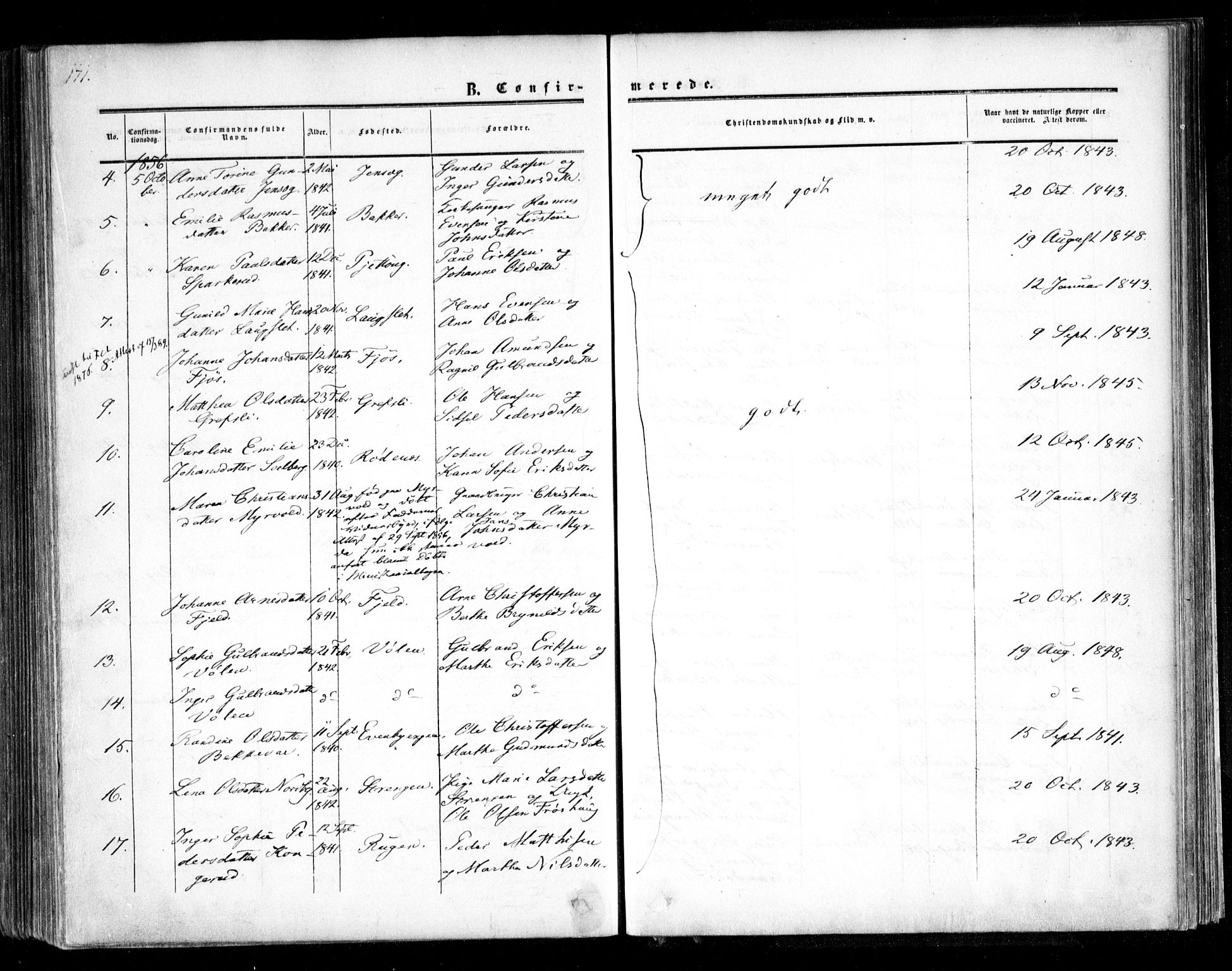 Trøgstad prestekontor Kirkebøker, SAO/A-10925/F/Fa/L0008.a: Parish register (official) no. I 8A, 1855-1864, p. 171