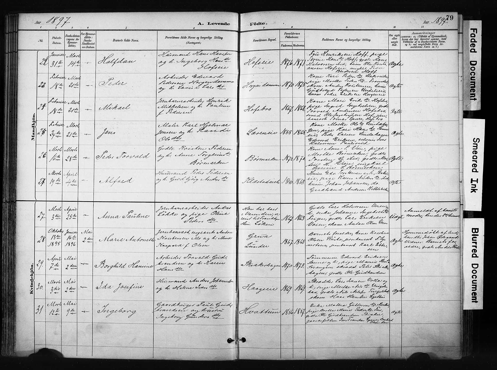 Gran prestekontor, AV/SAH-PREST-112/H/Ha/Haa/L0017: Parish register (official) no. 17, 1889-1897, p. 79