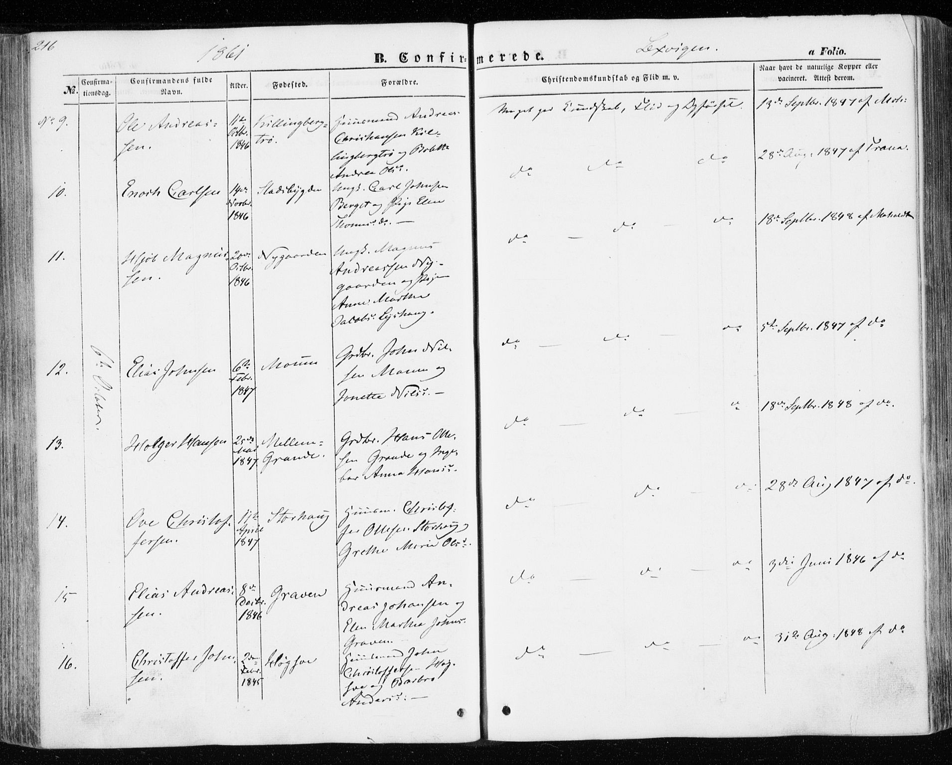 Ministerialprotokoller, klokkerbøker og fødselsregistre - Nord-Trøndelag, AV/SAT-A-1458/701/L0008: Parish register (official) no. 701A08 /1, 1854-1863, p. 216