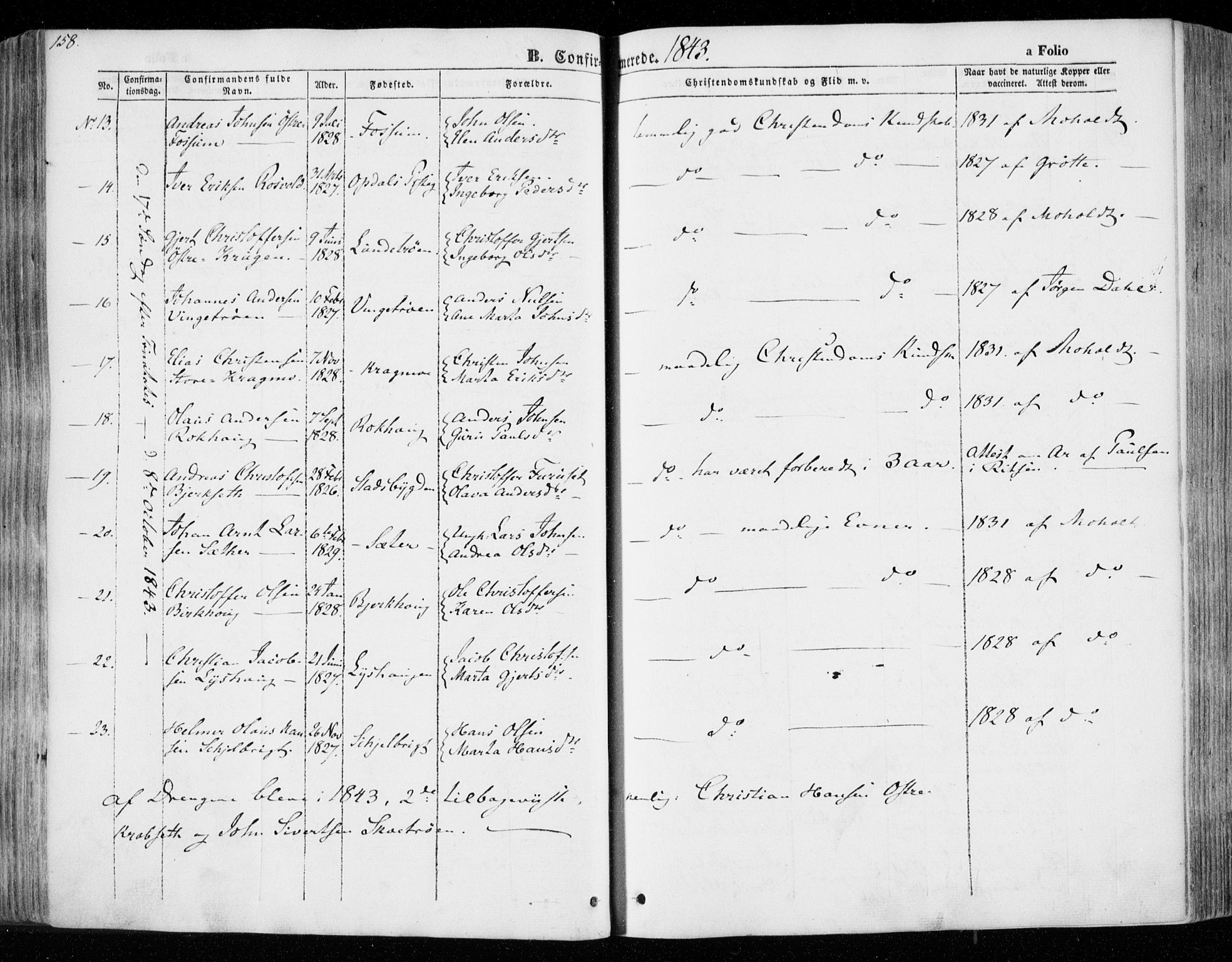 Ministerialprotokoller, klokkerbøker og fødselsregistre - Nord-Trøndelag, AV/SAT-A-1458/701/L0007: Parish register (official) no. 701A07 /1, 1842-1854, p. 158