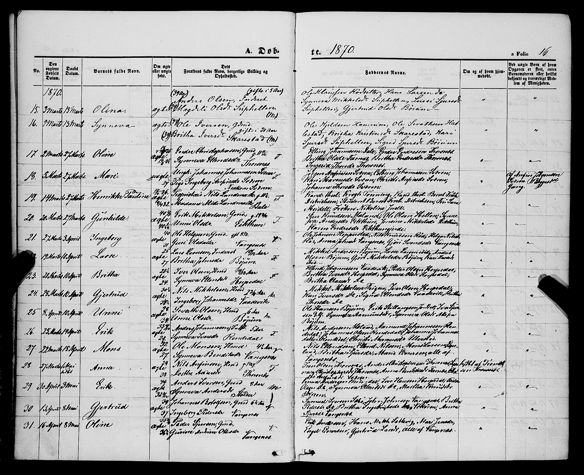 Balestrand sokneprestembete, AV/SAB-A-79601/H/Haa/Haaa/L0003: Parish register (official) no. A 3, 1867-1878, p. 16