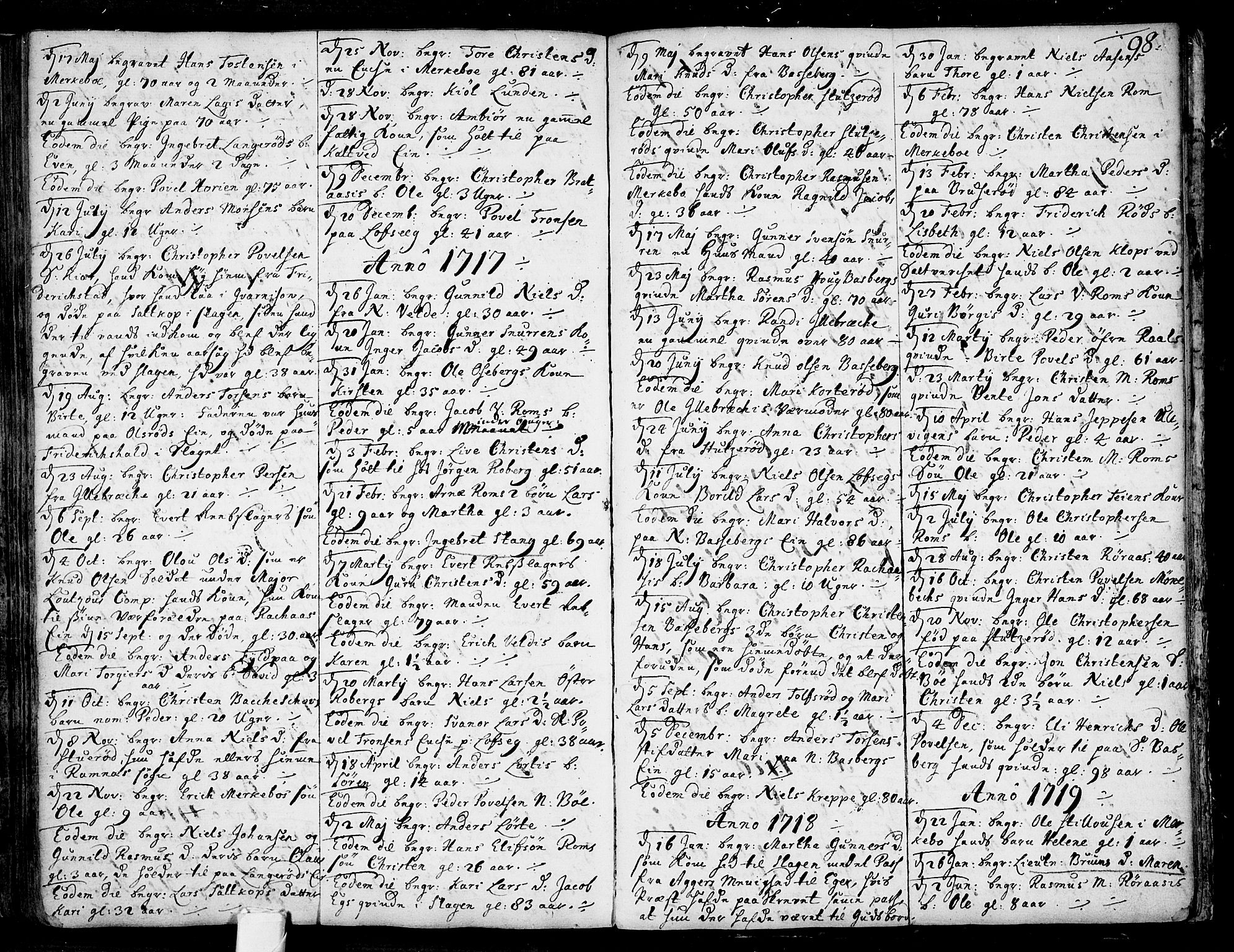 Sem kirkebøker, SAKO/A-5/F/Fb/L0001: Parish register (official) no. II 1, 1702-1764, p. 98