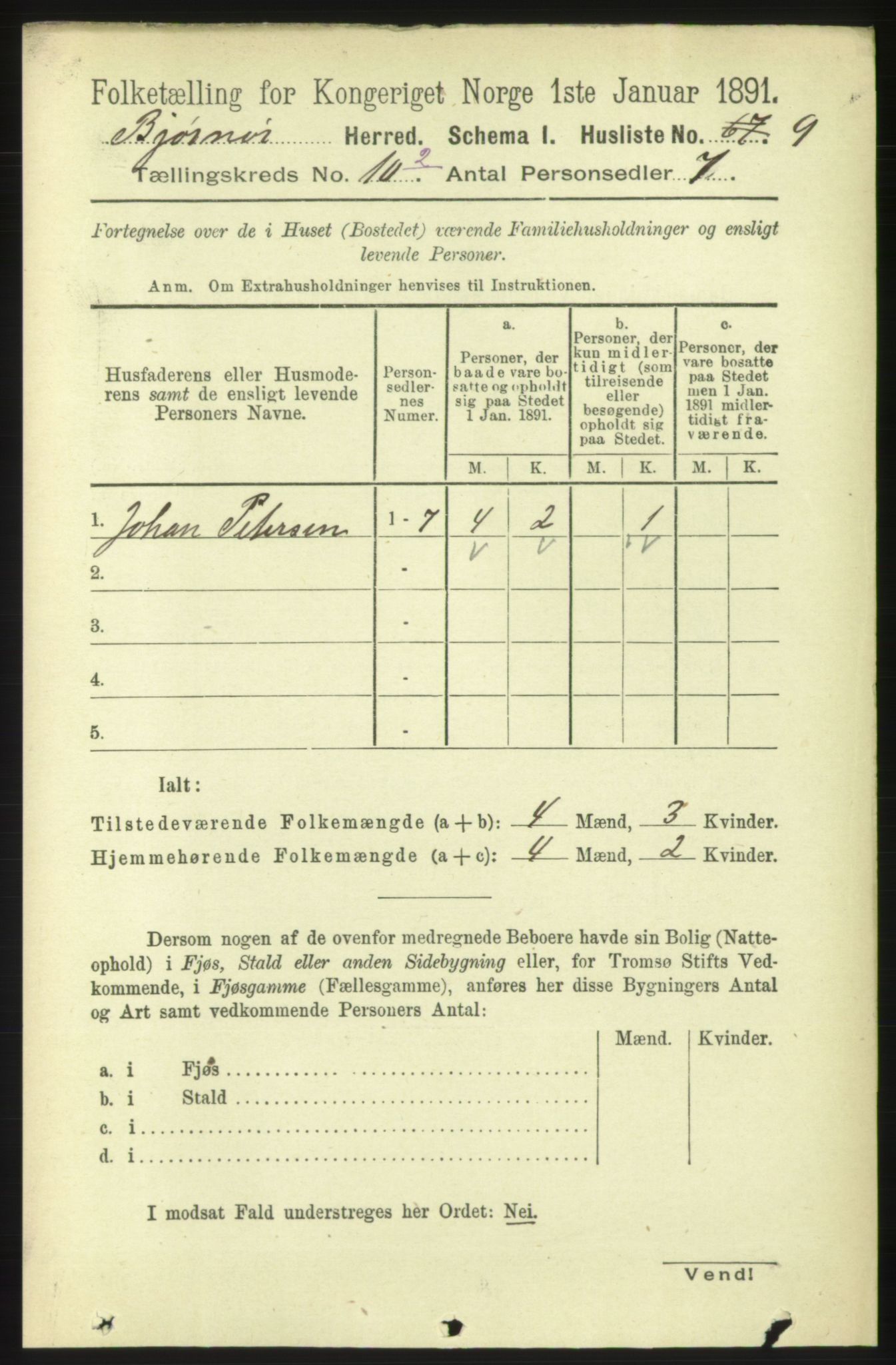 RA, 1891 census for 1632 Bjørnør, 1891, p. 4534