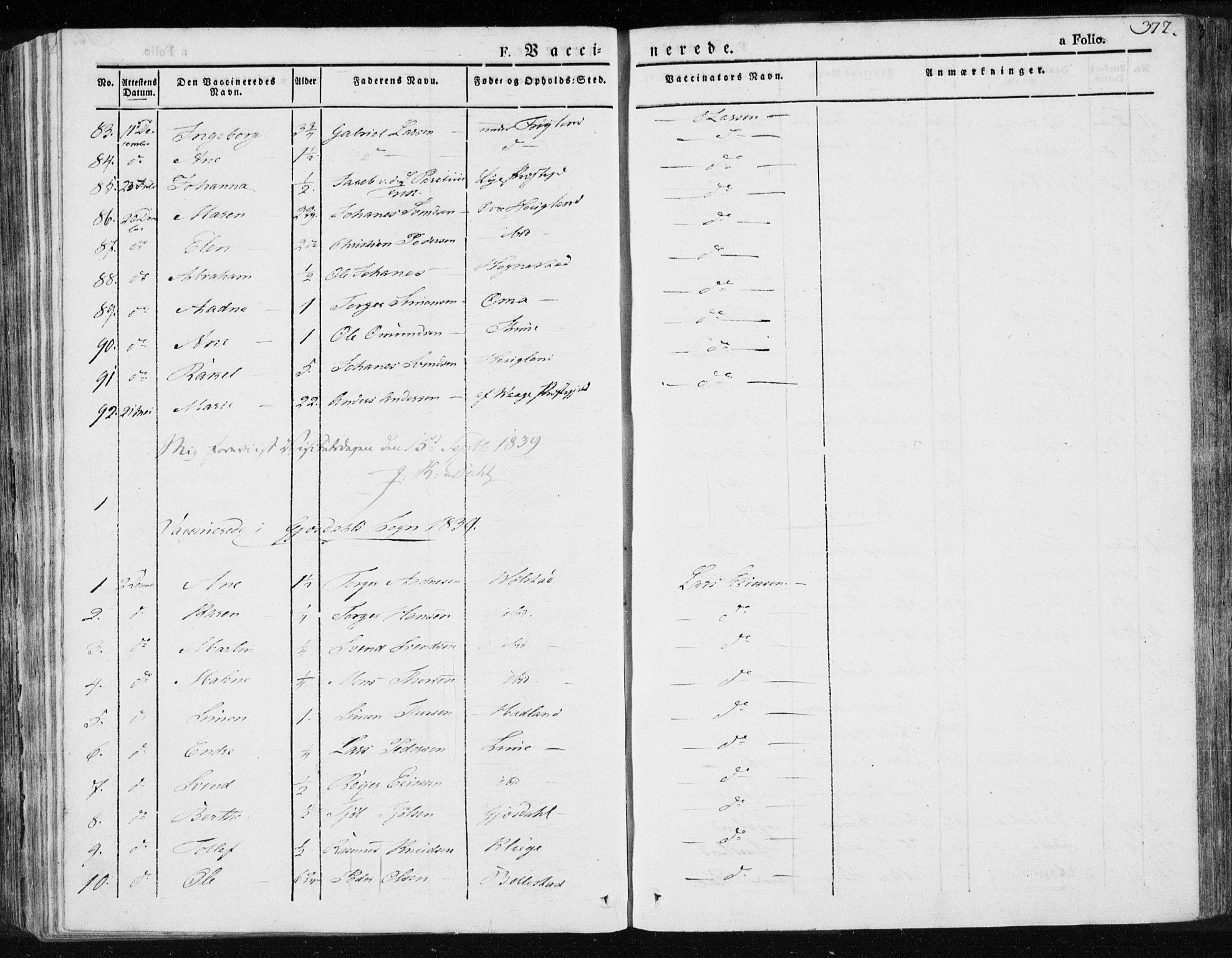 Lye sokneprestkontor, AV/SAST-A-101794/001/30BA/L0004: Parish register (official) no. A 4, 1826-1841, p. 377