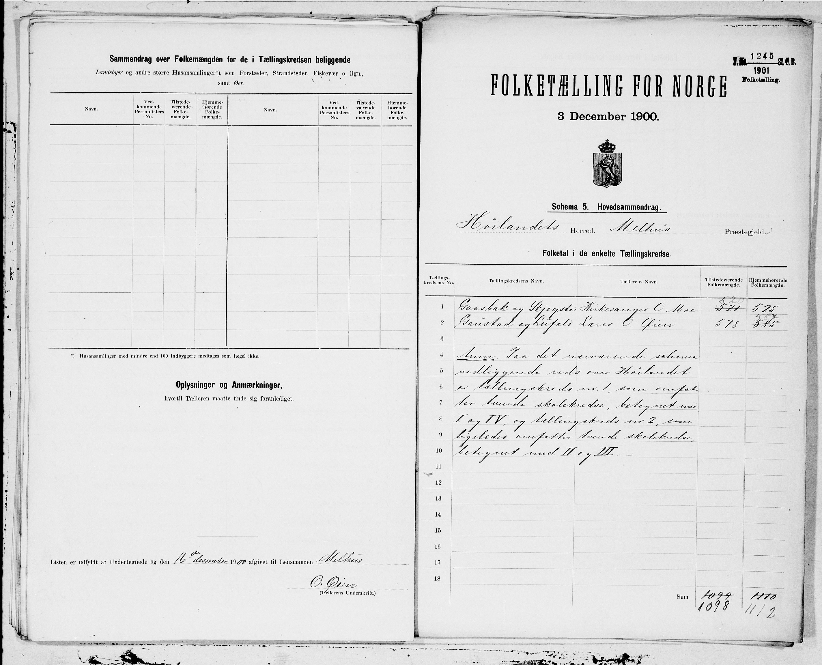 SAT, 1900 census for Hølonda, 1900, p. 6