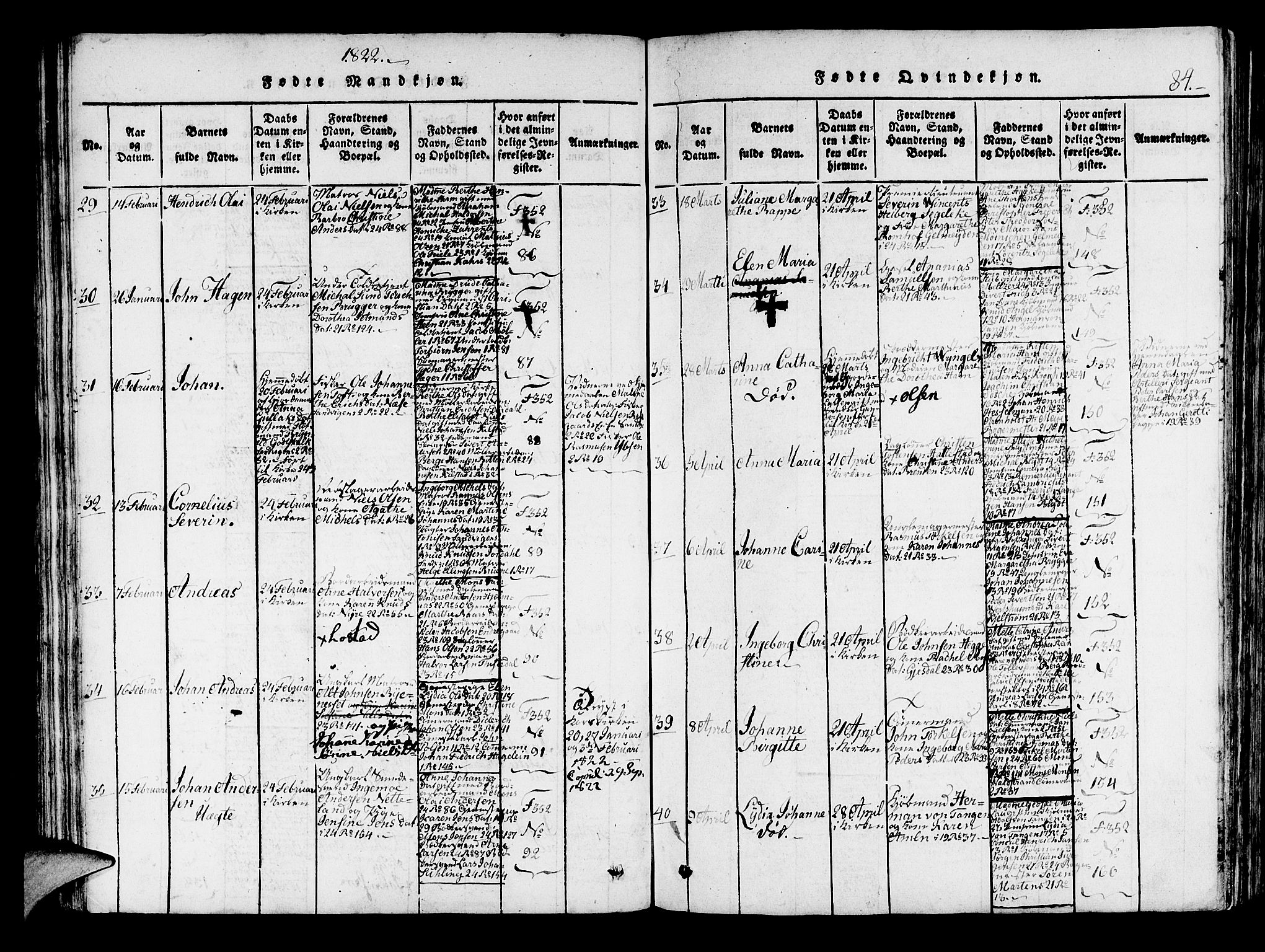 Korskirken sokneprestembete, SAB/A-76101/H/Haa/L0013: Parish register (official) no. A 13, 1815-1822, p. 84