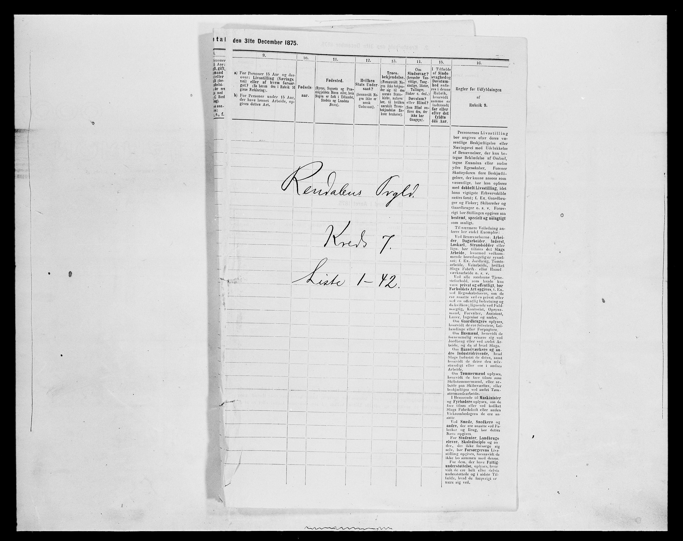 SAH, 1875 census for 0432P Rendalen, 1875, p. 615