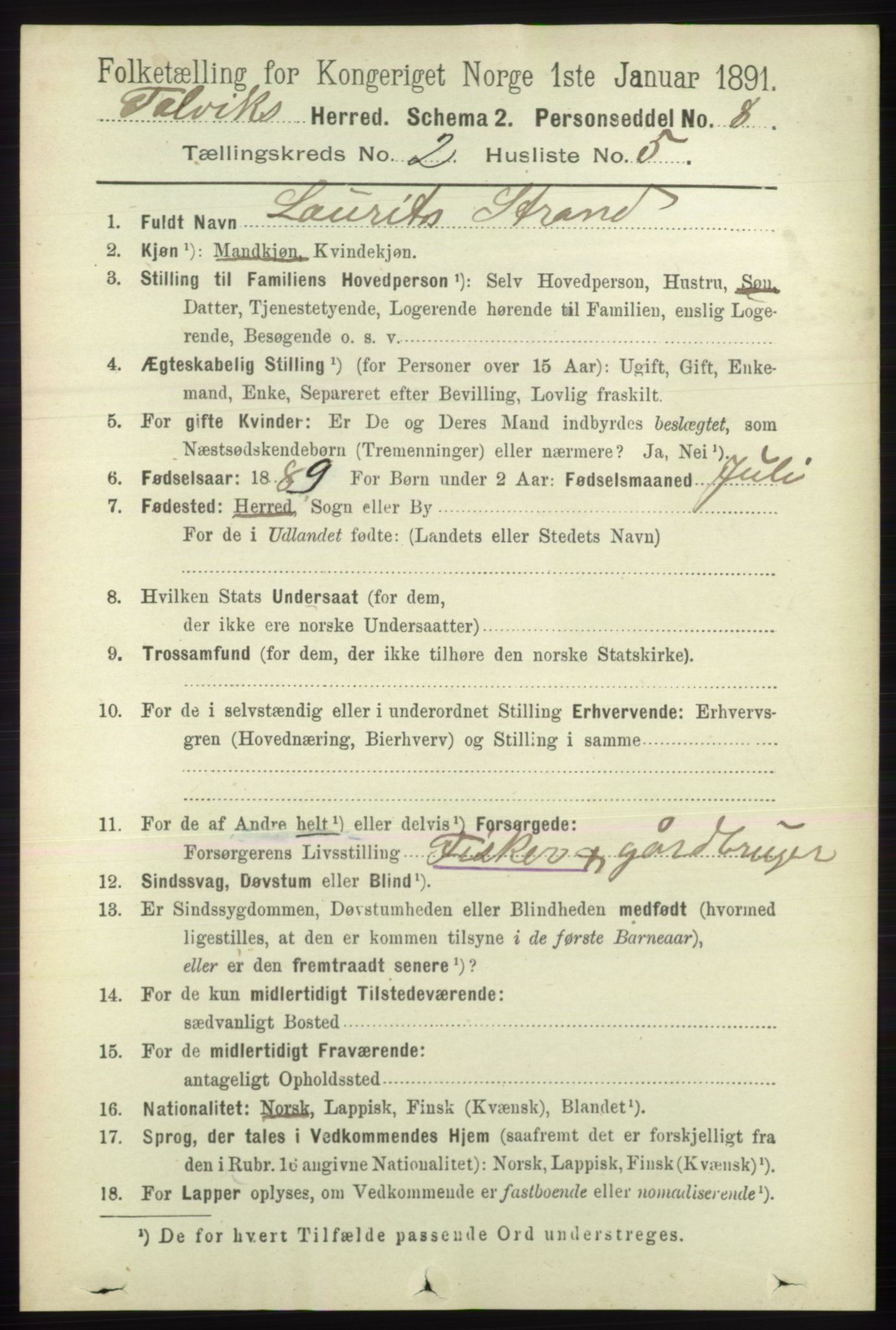 RA, 1891 census for 2013 Talvik, 1891, p. 566