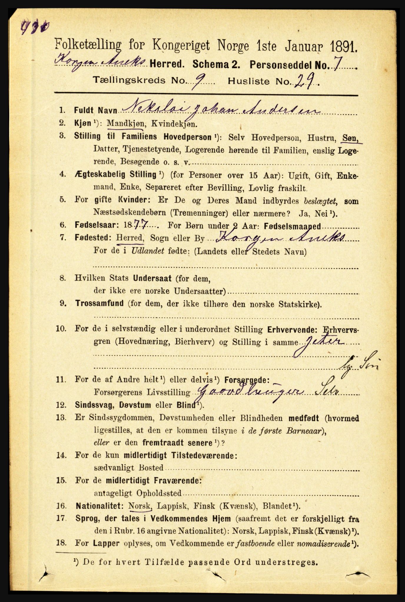 RA, 1891 census for 1832 Hemnes, 1891, p. 4517