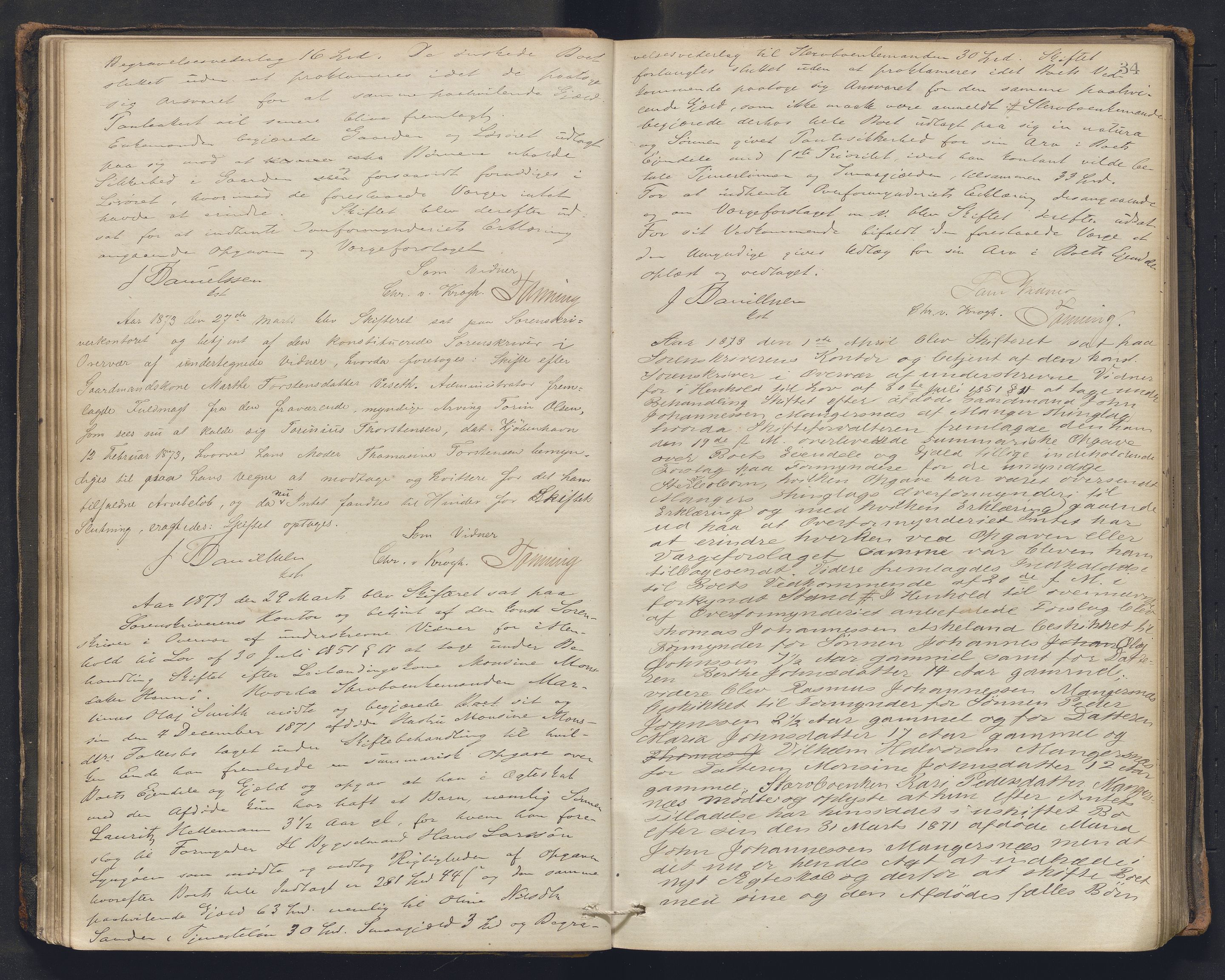 Nordhordland sorenskrivar, AV/SAB-A-2901/1/H/Hc/L0002: Skifteforhandlingsprotokollar, 1871-1878, p. 34
