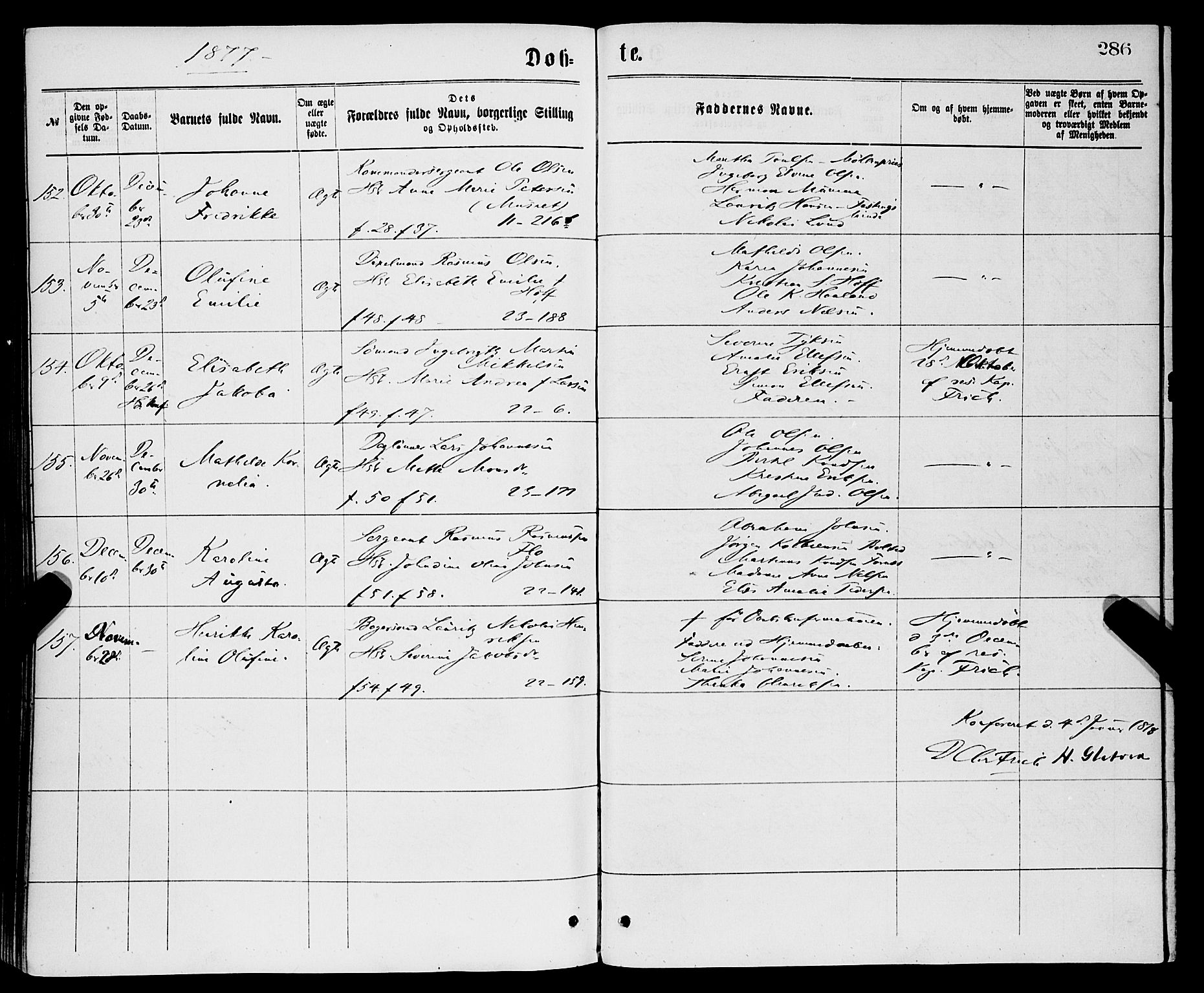 Korskirken sokneprestembete, SAB/A-76101/H/Haa/L0020: Parish register (official) no. B 6, 1871-1878, p. 286